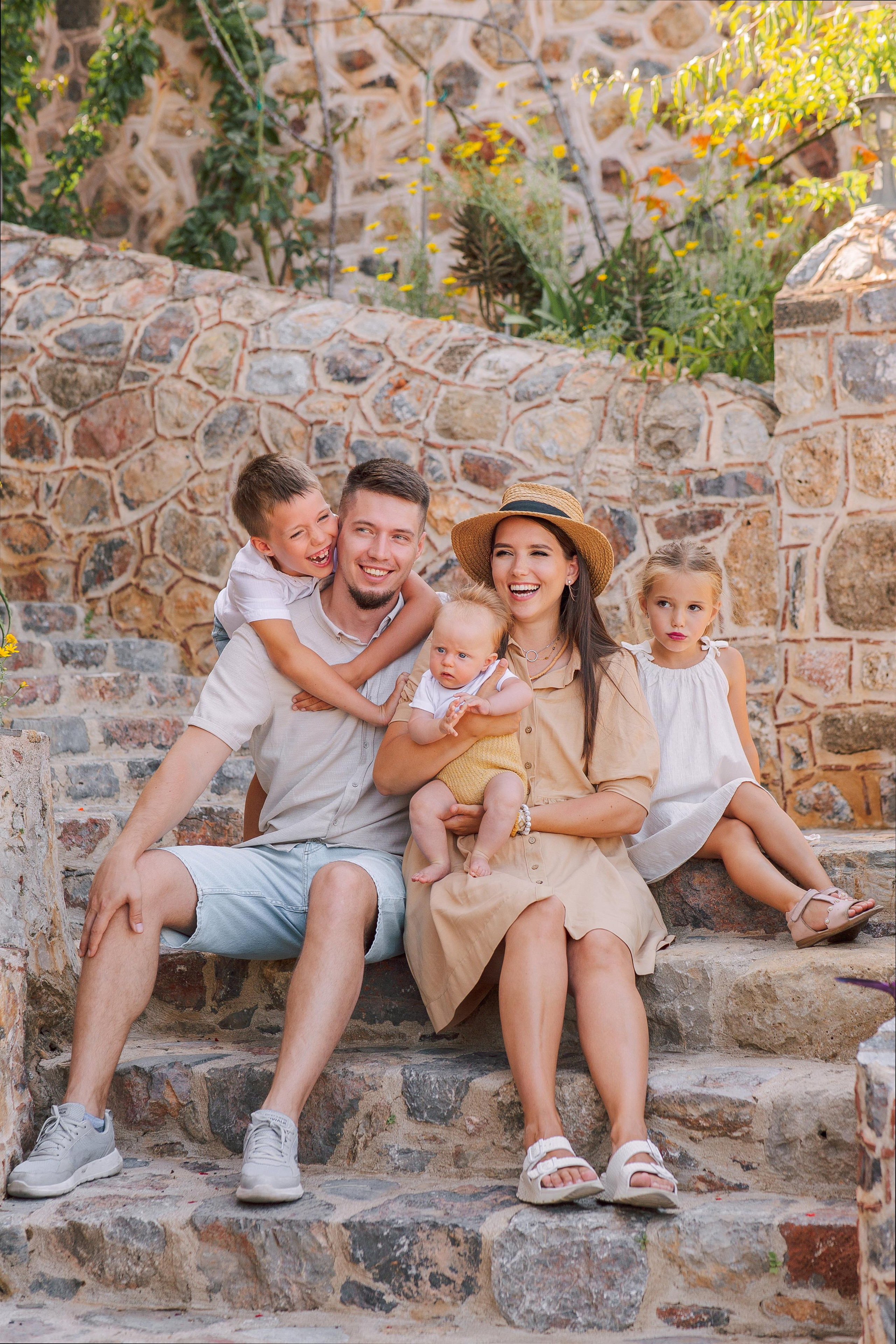 Day. Colorful streets. Family shooting near the Alanya fortress. Alanya
