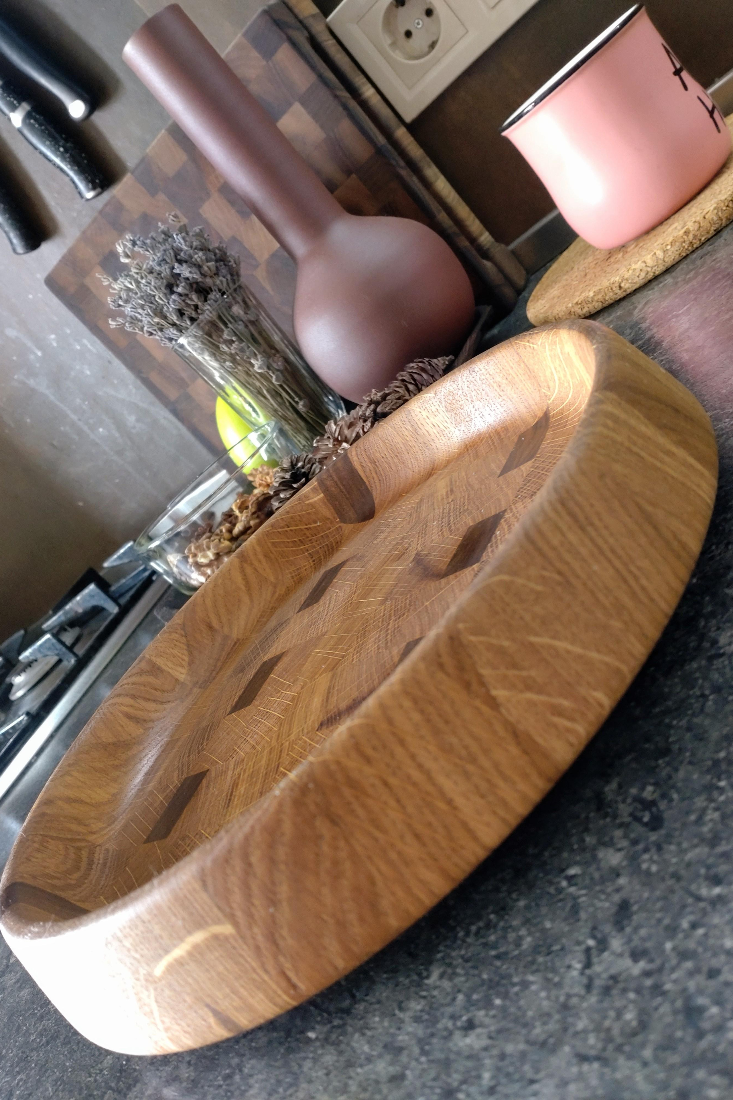 Оригинальная деревянная тарелка для фруктов