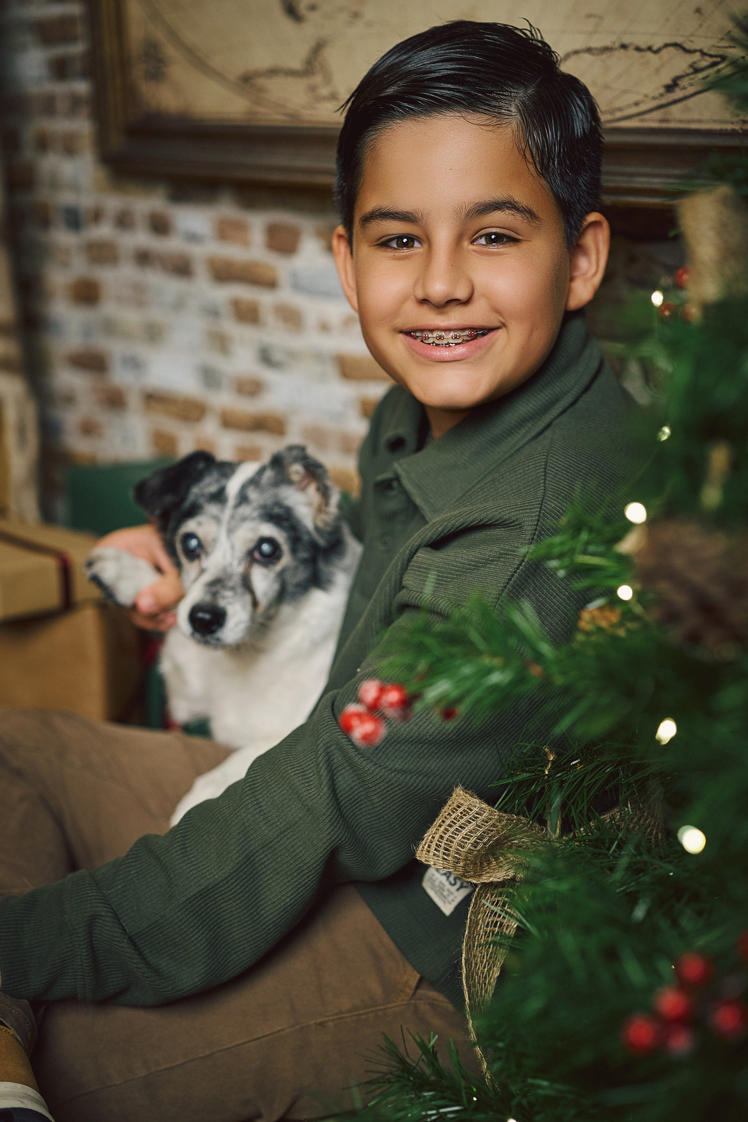 Mascota formando parte de la sesión de fotos de Navidad