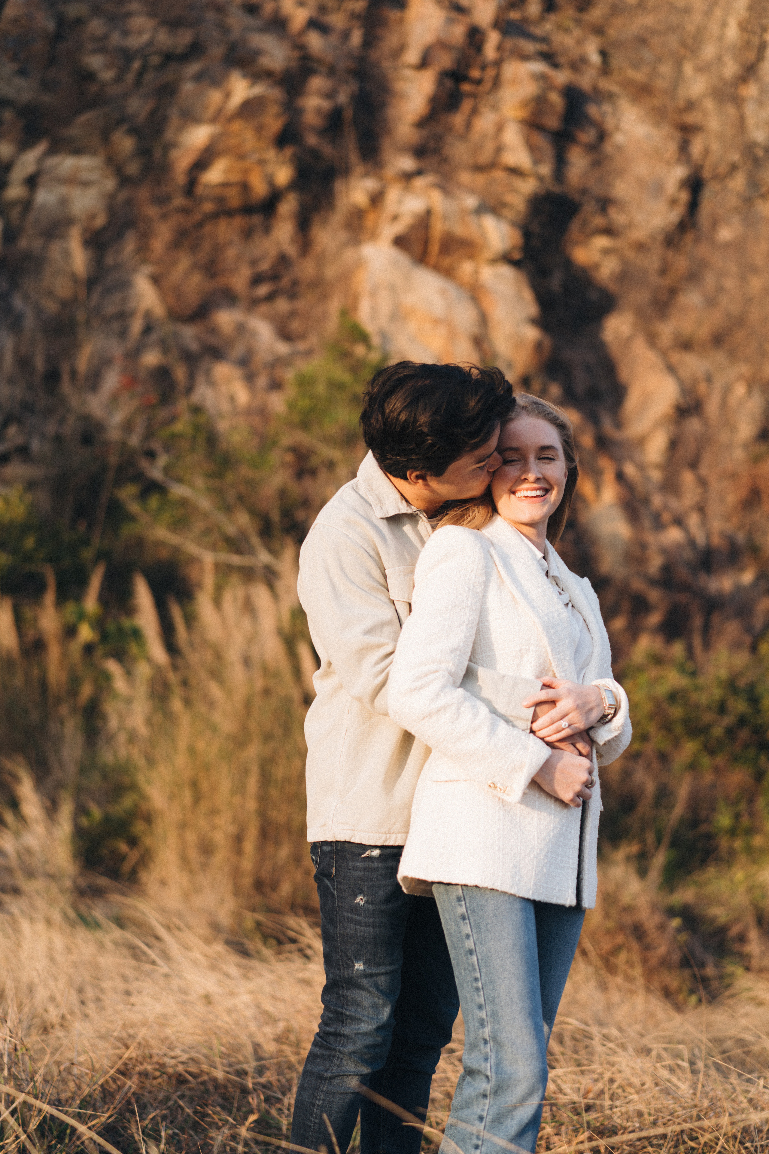 Golden Hour Romance: Hong Kong Mountain Field Engagement