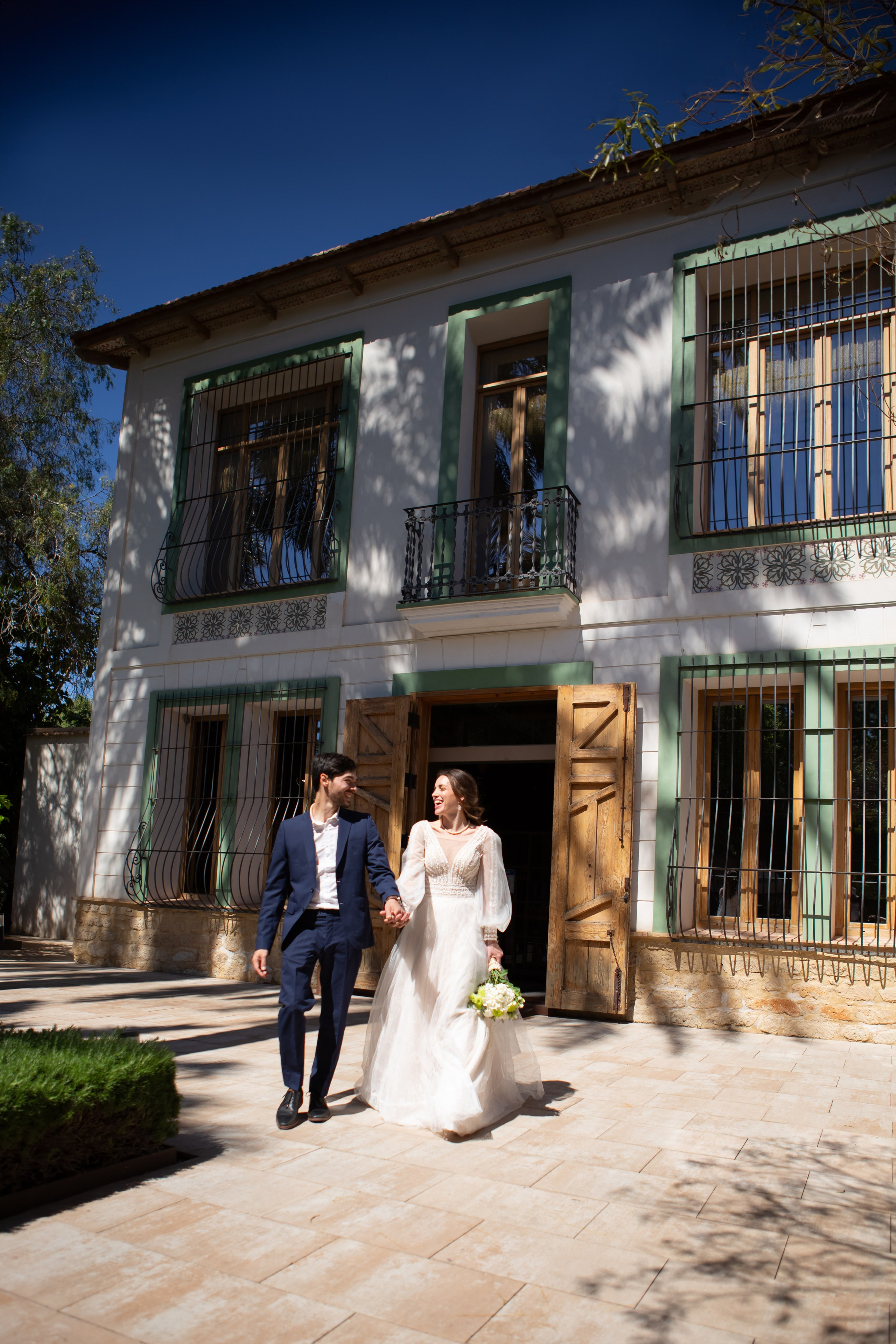 Newlywed couple enjoying a wedding day in Spain