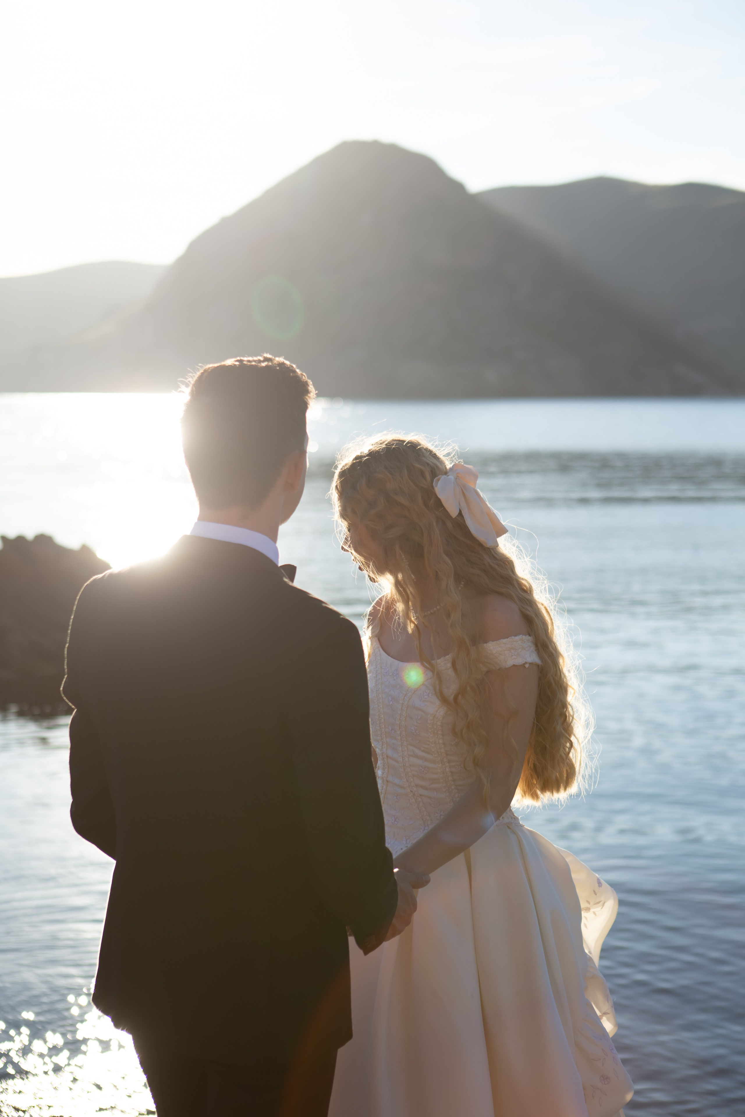 Destination wedding couple surrounded by Spanish landscape