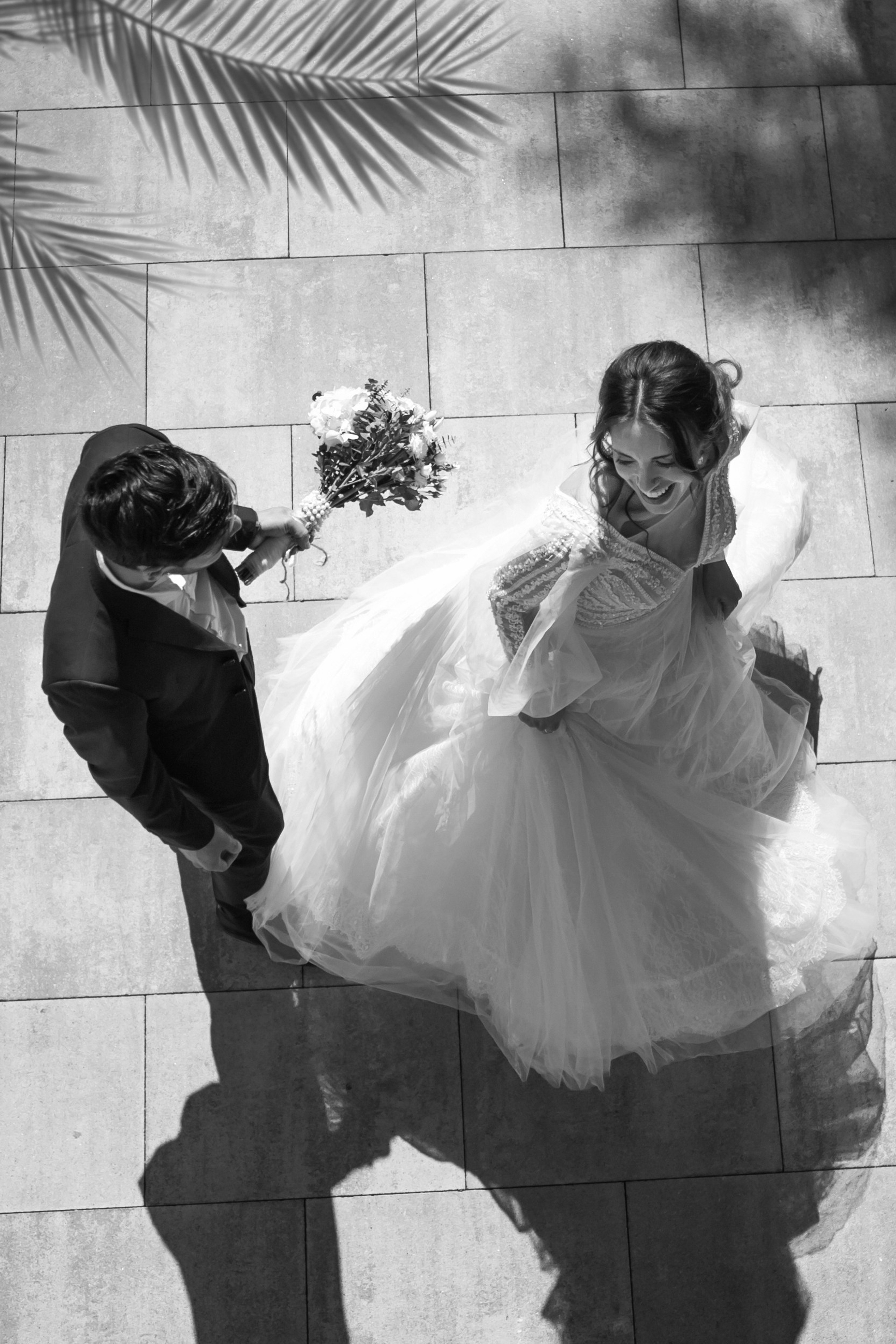 Romantic newlyweds during a wedding in Spain