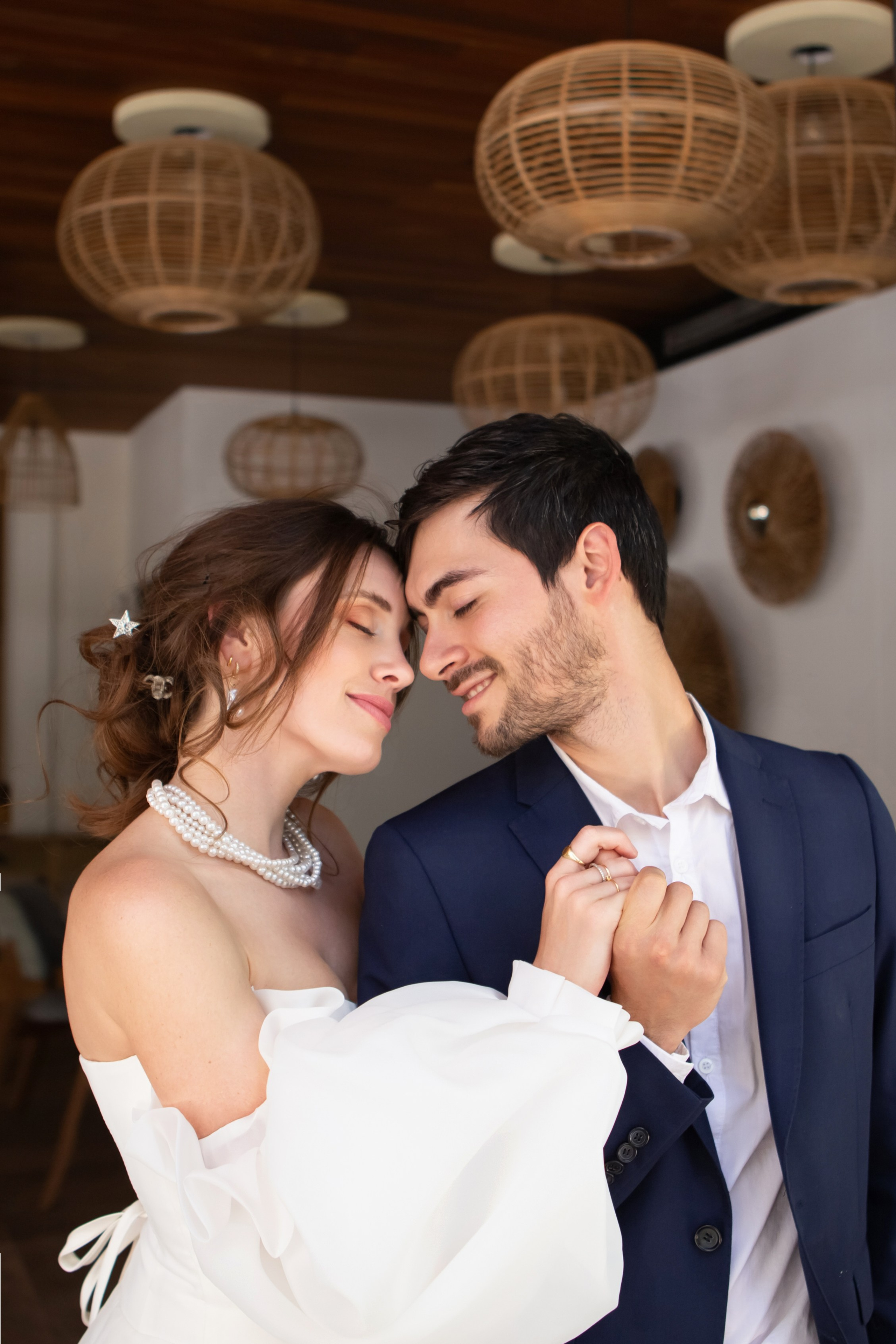 Wedding couple enjoying a romantic moment in Spain