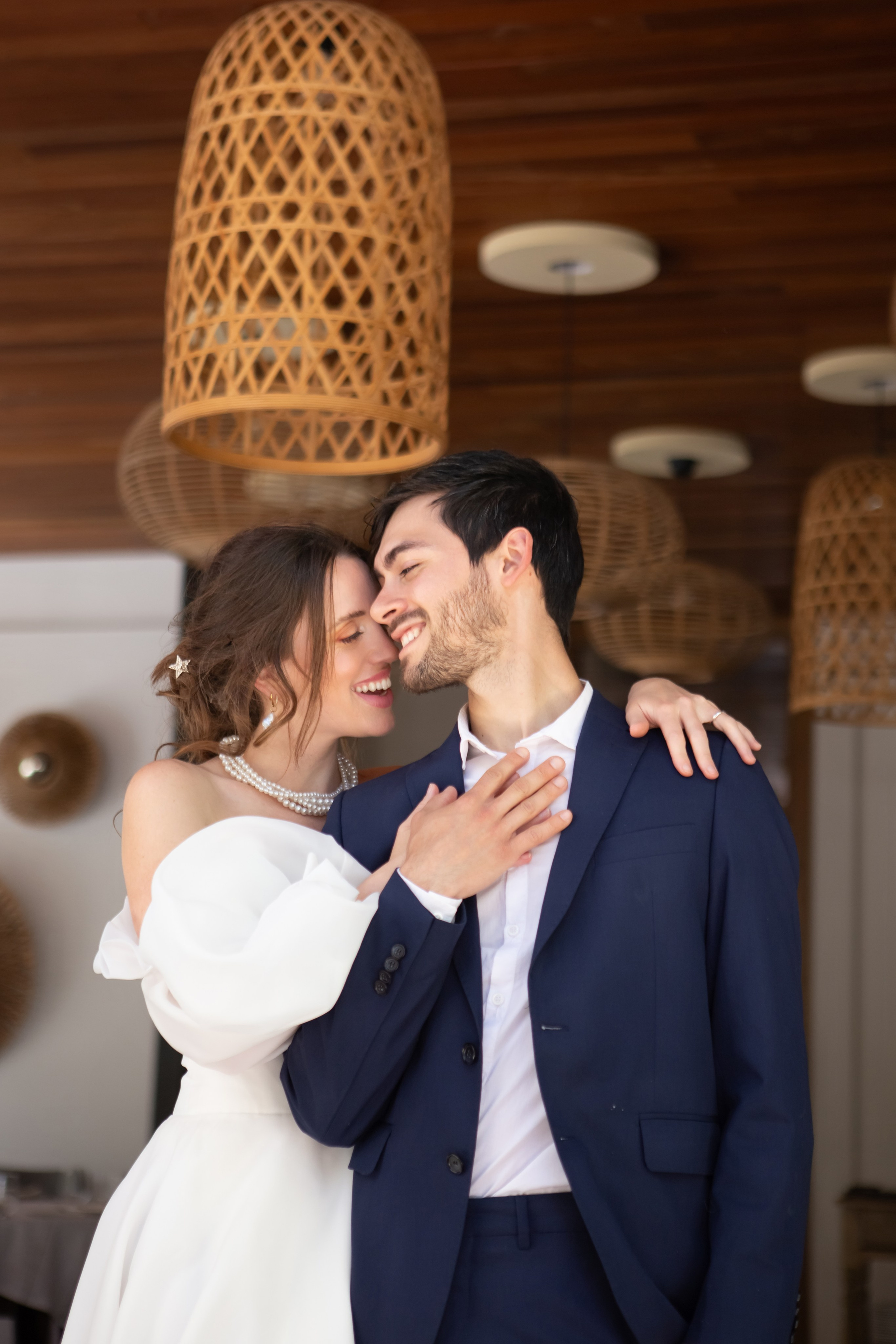 Romantic newlyweds during a wedding in Spain