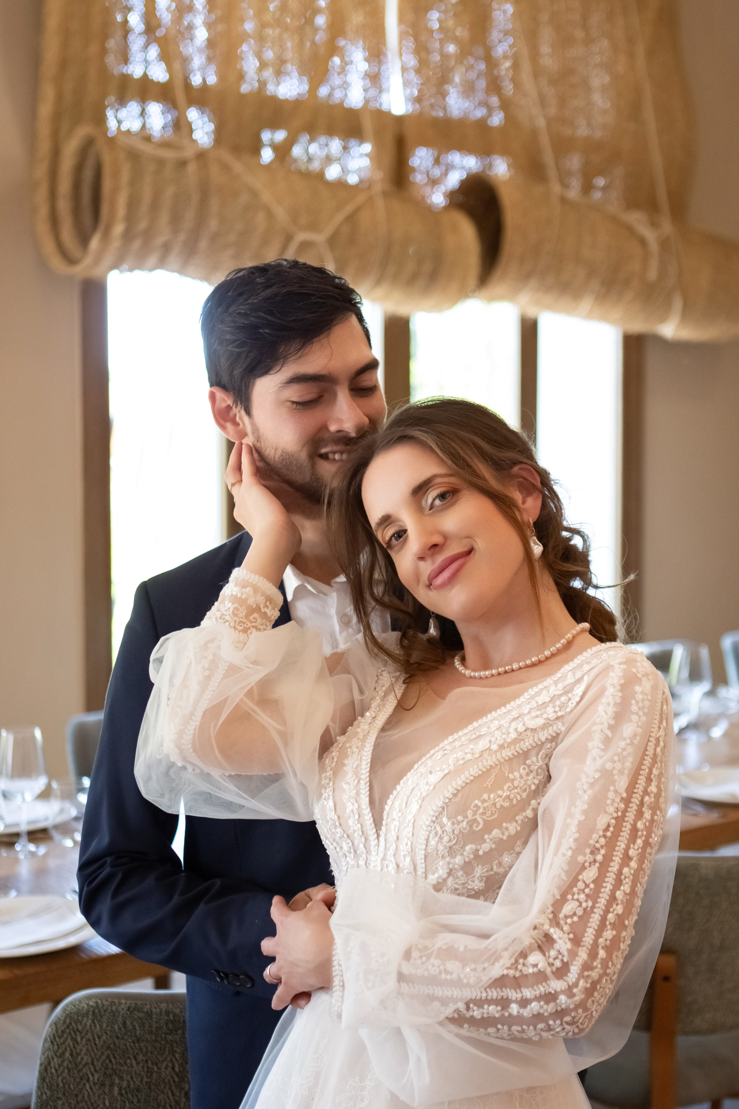 Romantic wedding portrait of a couple in Spain