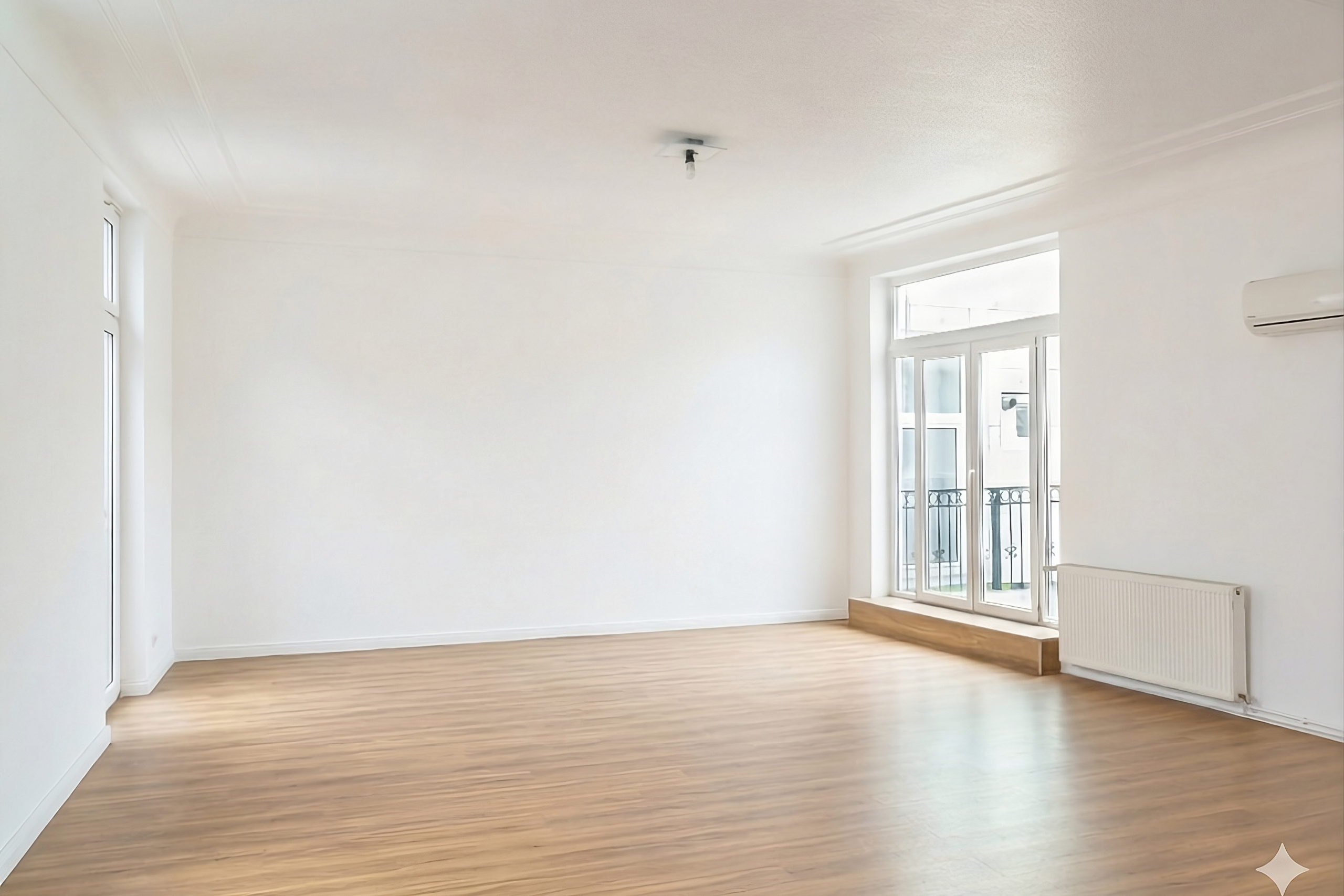 Leerer Büroraum 1. Obergeschoss Virtuelles Decluttering Bremen Gewerbeimmobilie Immobilienfotografie