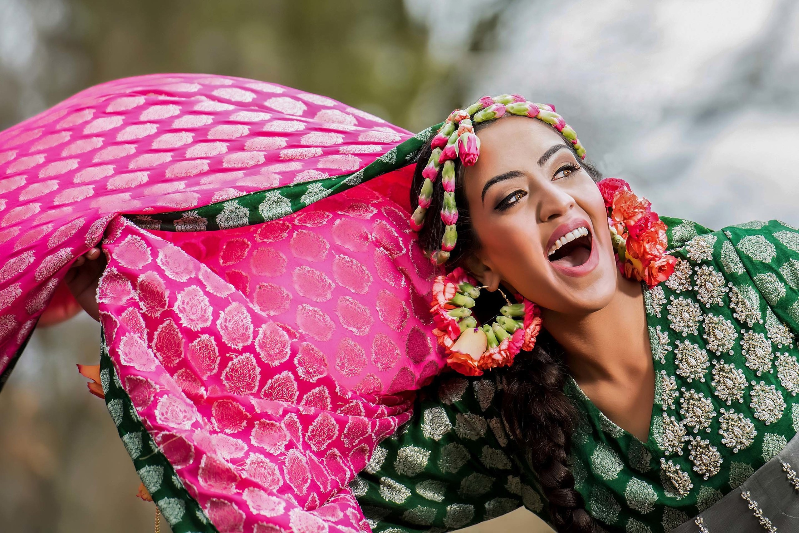 Mehndi  wedding photography session laughing bride Southall, London, UK