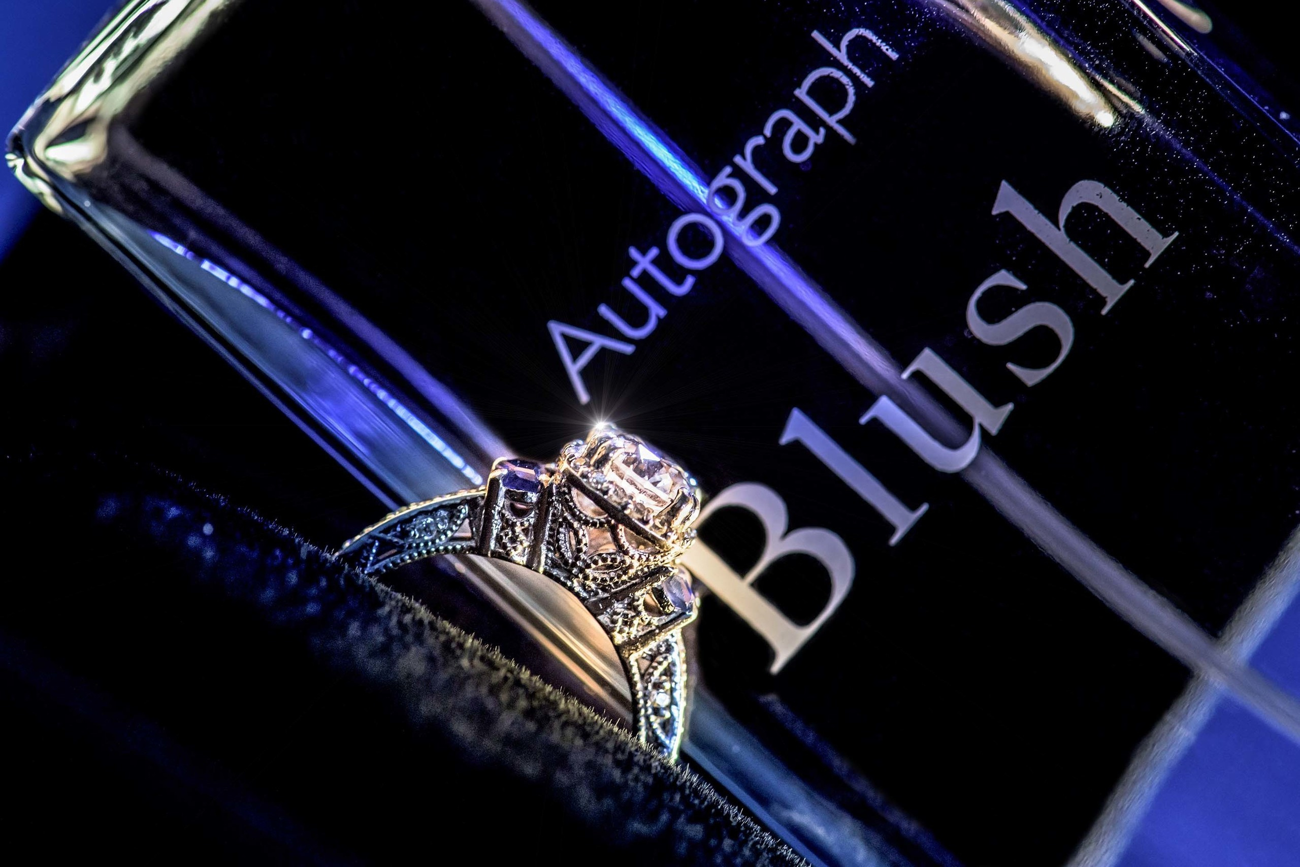 Wedding photographer Scandic Holmenkollen Park Oslo Norway  engagement ring and perfume Nikon D850