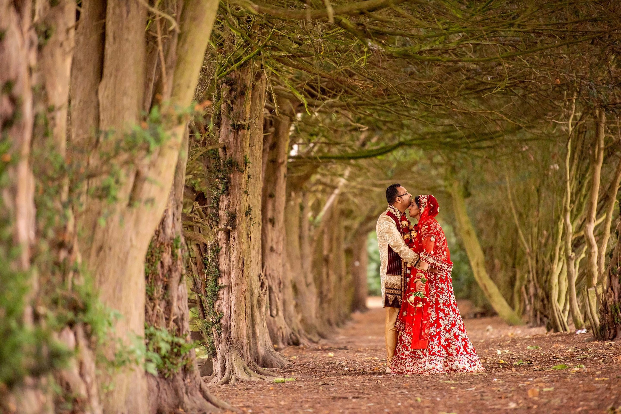 Wedding photography session Kelham Hall, Newark UK. Wedding photographer Nikon D850 couple in the woods