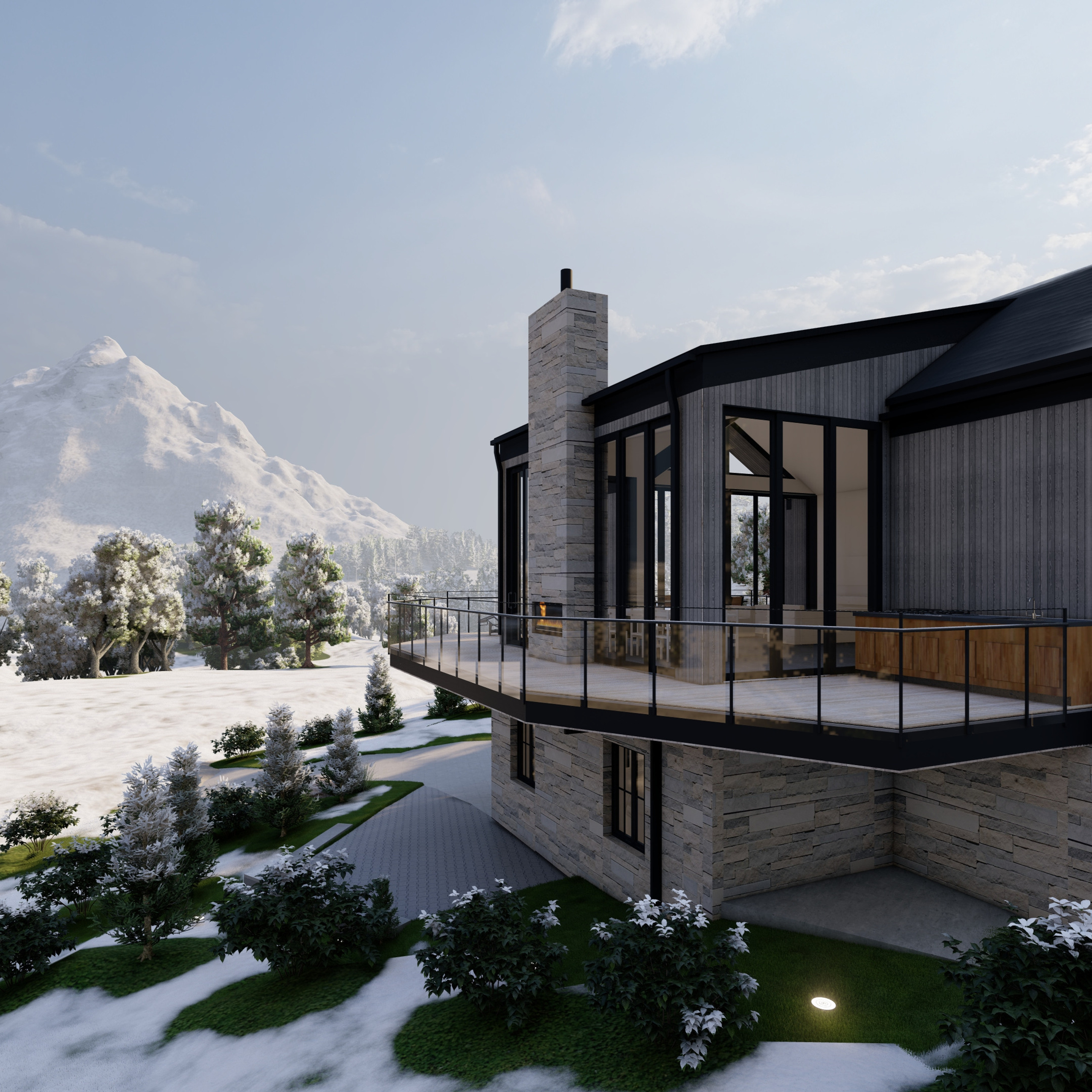 Hollos Custom Home. Perry Ridge Project. Exterior. DESIGN DRAFT 3D