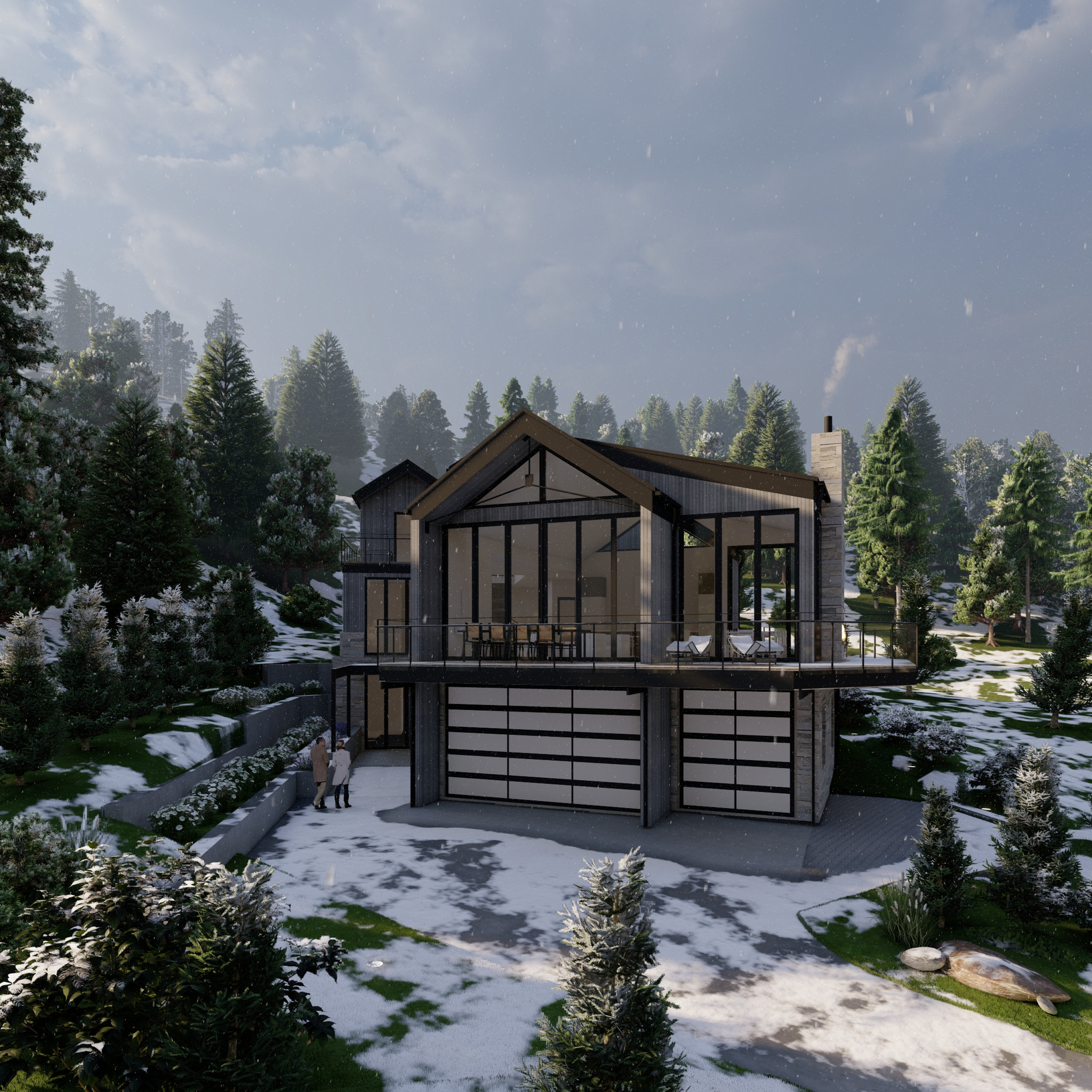 Hollos Custom Home. Perry Ridge Project. Exterior. DESIGN DRAFT 3D
