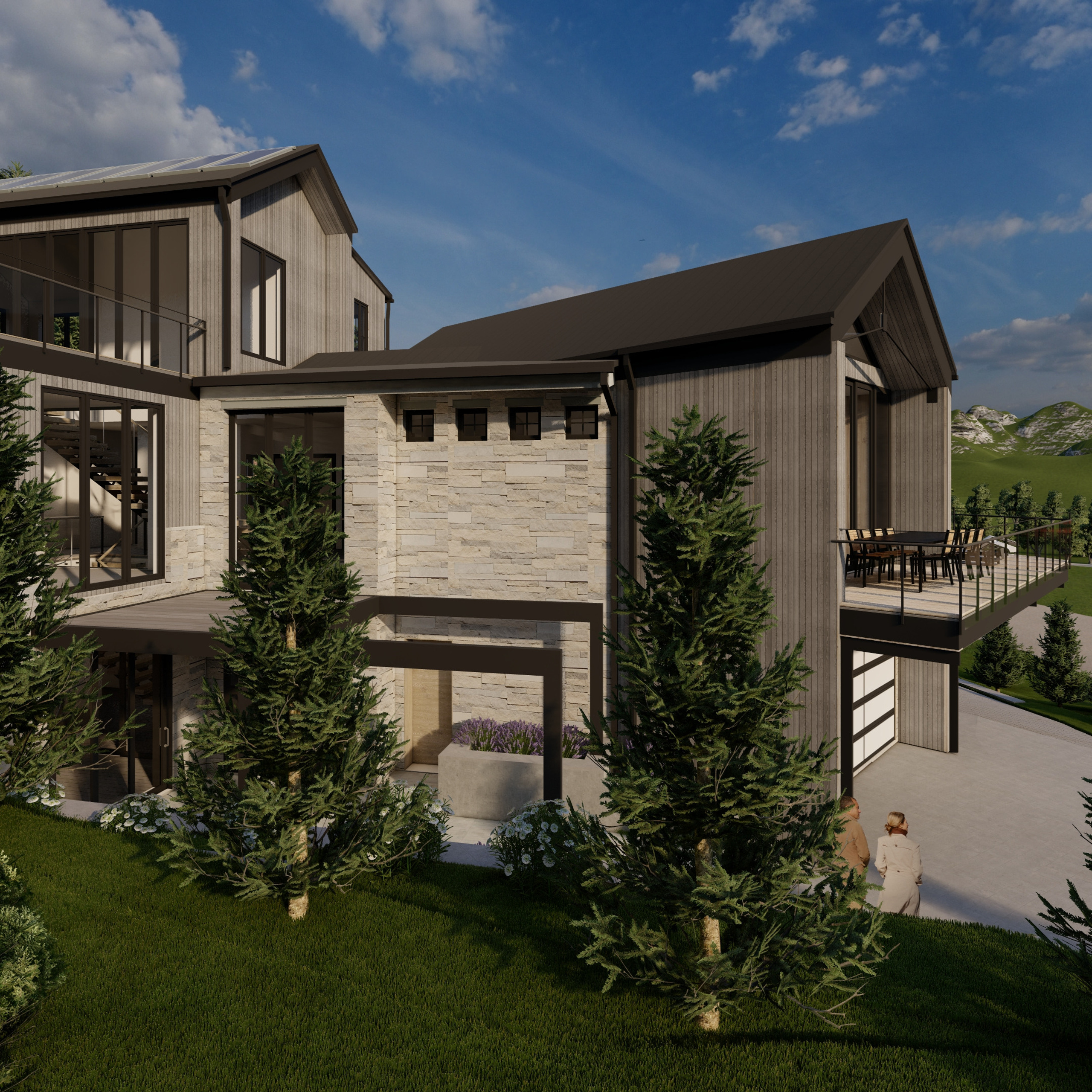Hollos Custom Home. Perry Ridge Project. Exterior. DESIGN DRAFT 3D