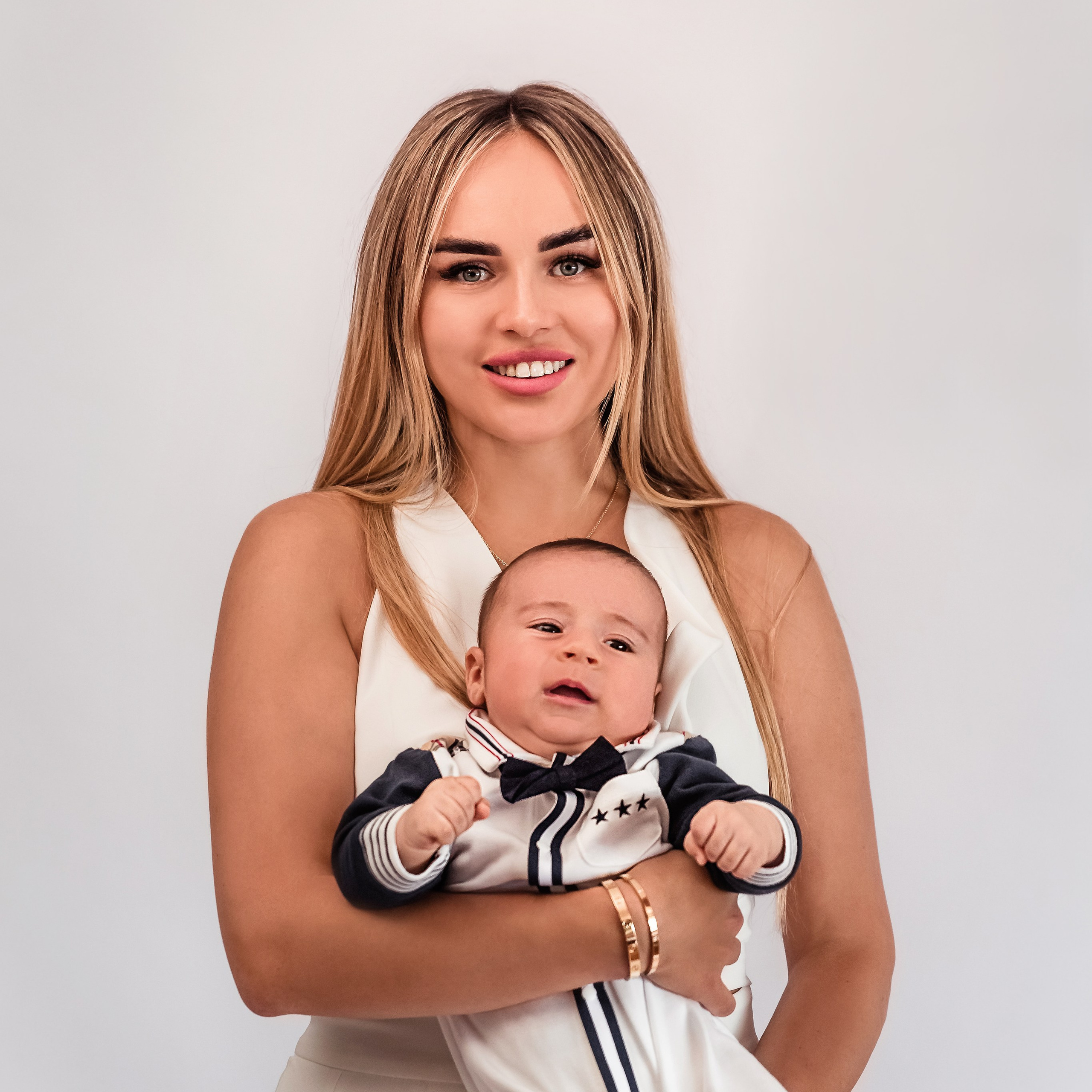 Photo session with three-month-old baby