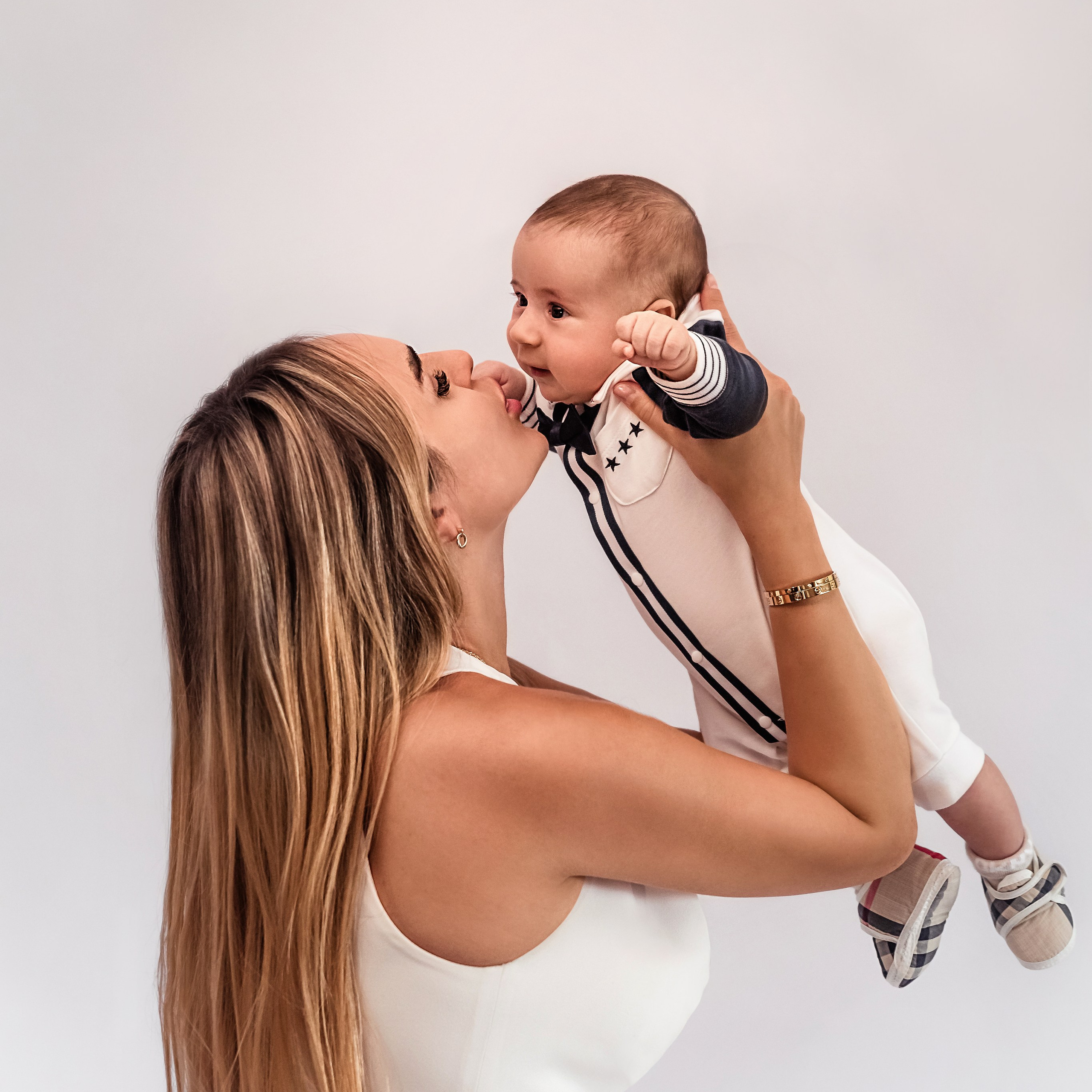 Photo session with three-month-old baby