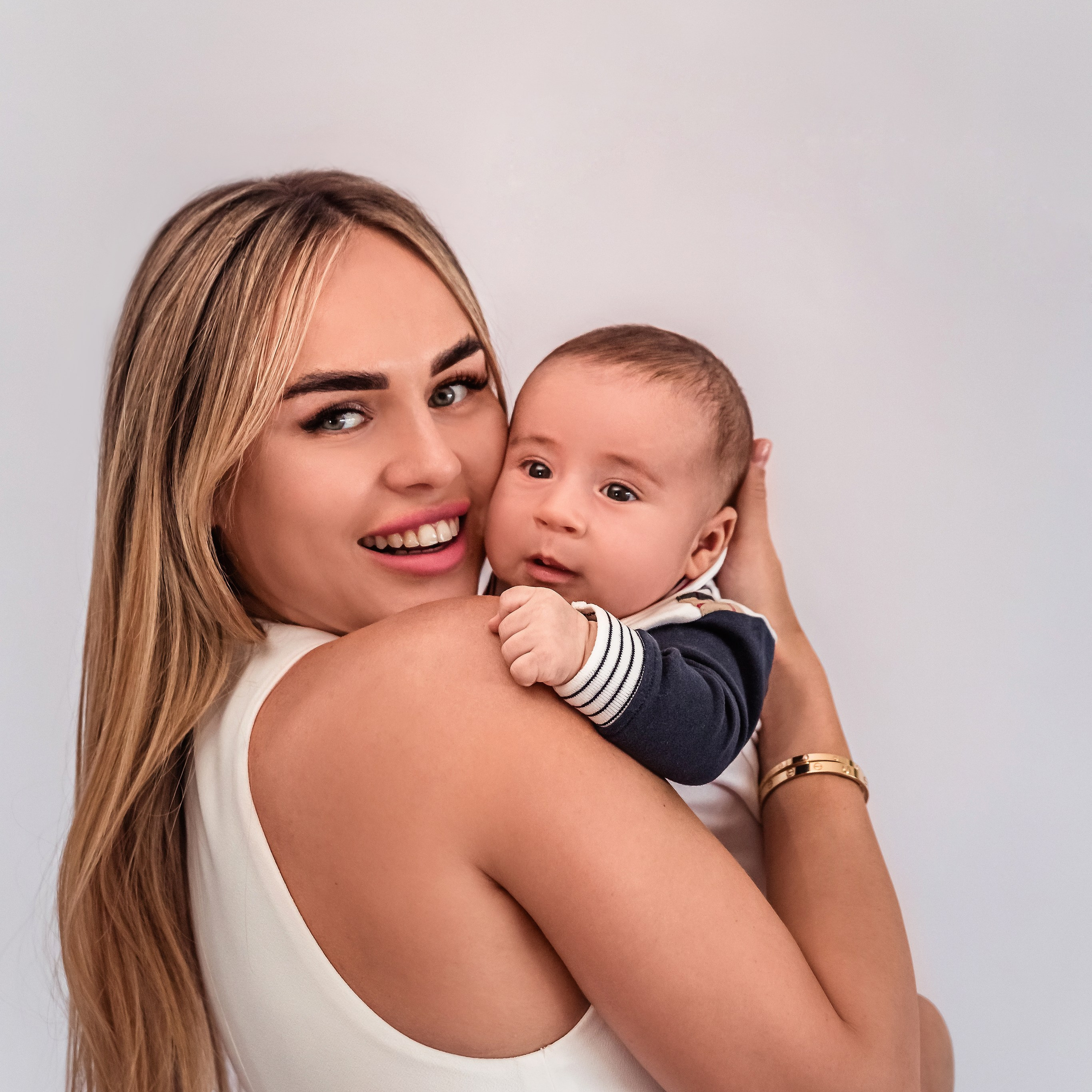 Photo session with three-month-old baby