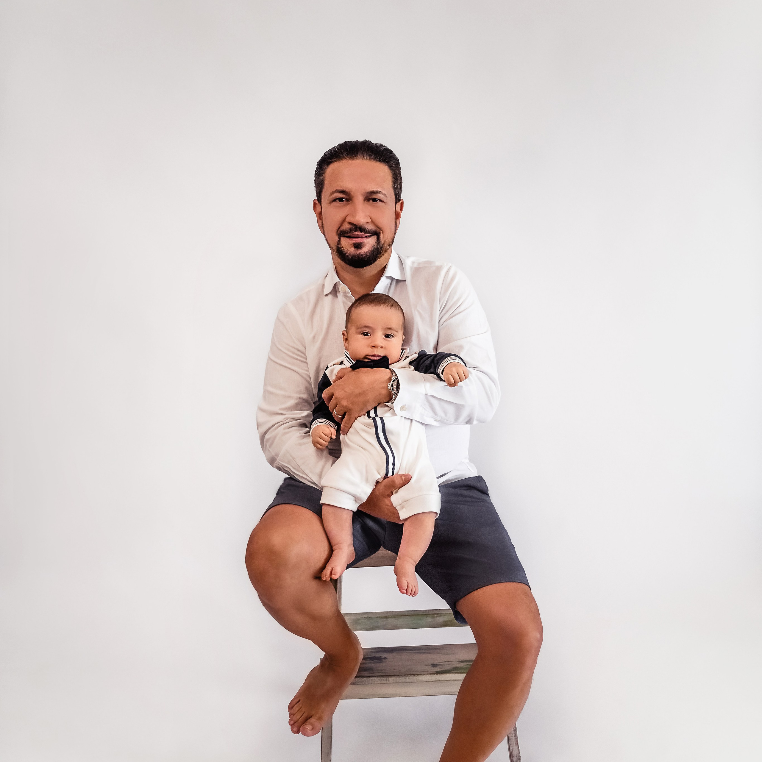 Photo session with three-month-old baby