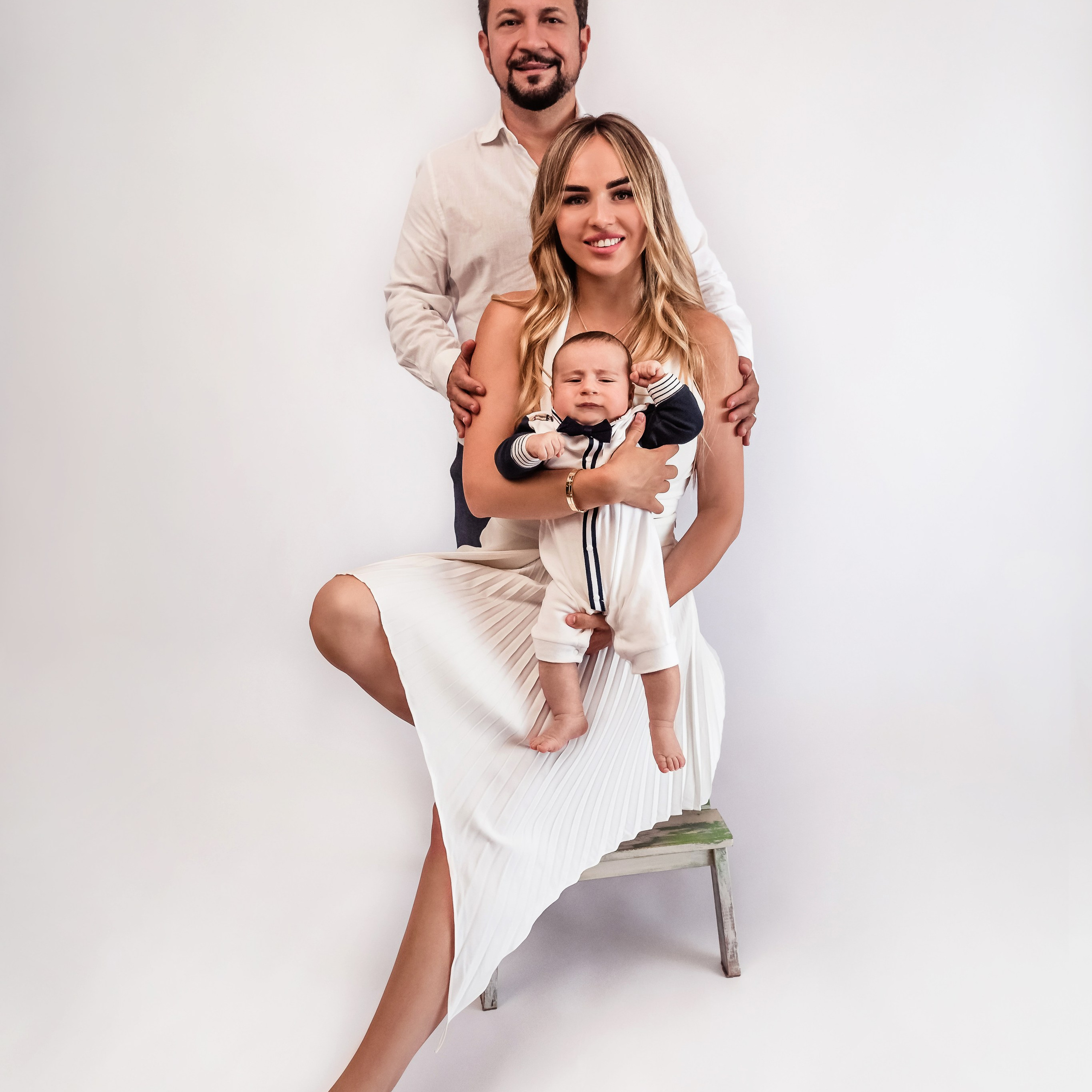 Photo session with three-month-old baby