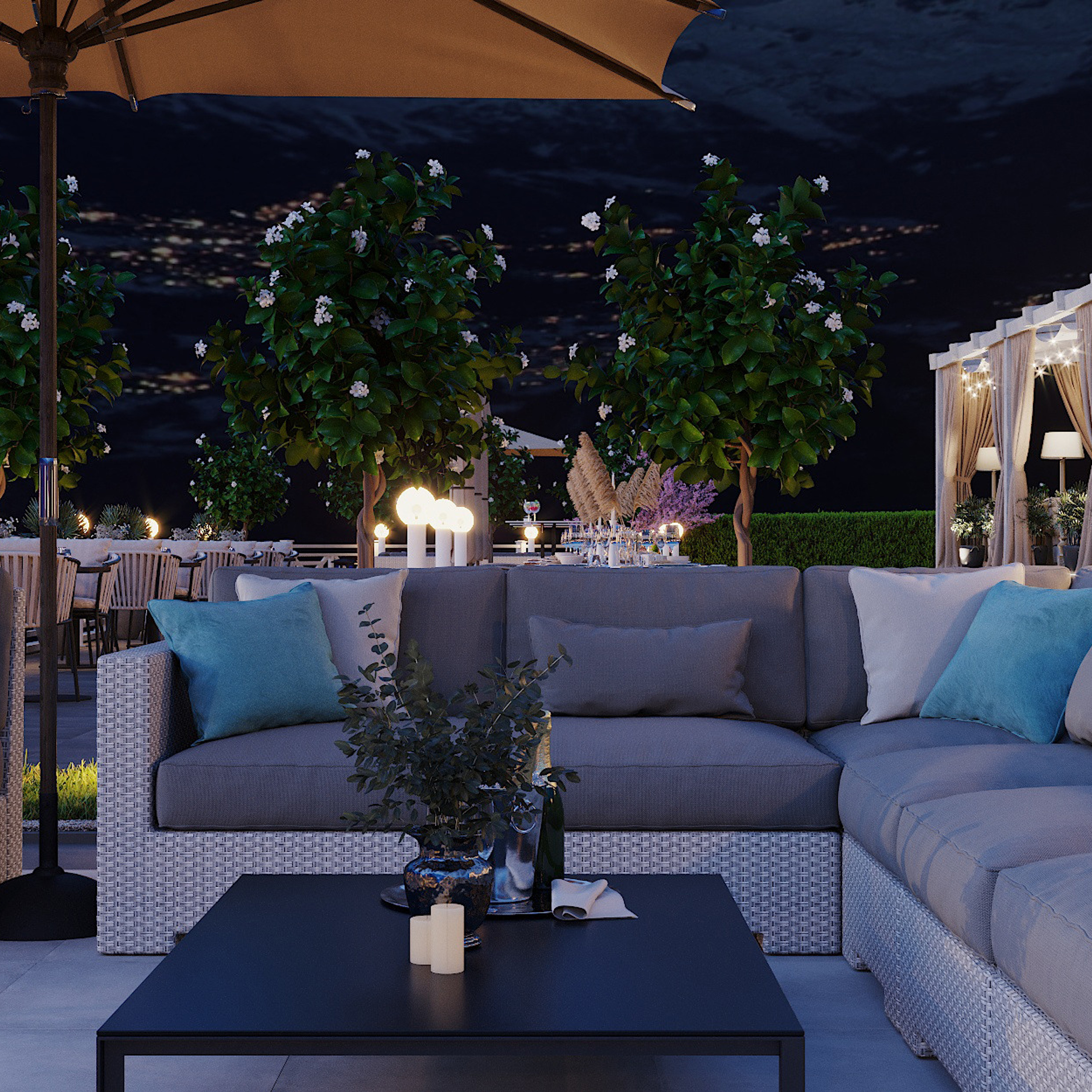 Restorāna terase Šveicē, Kriens