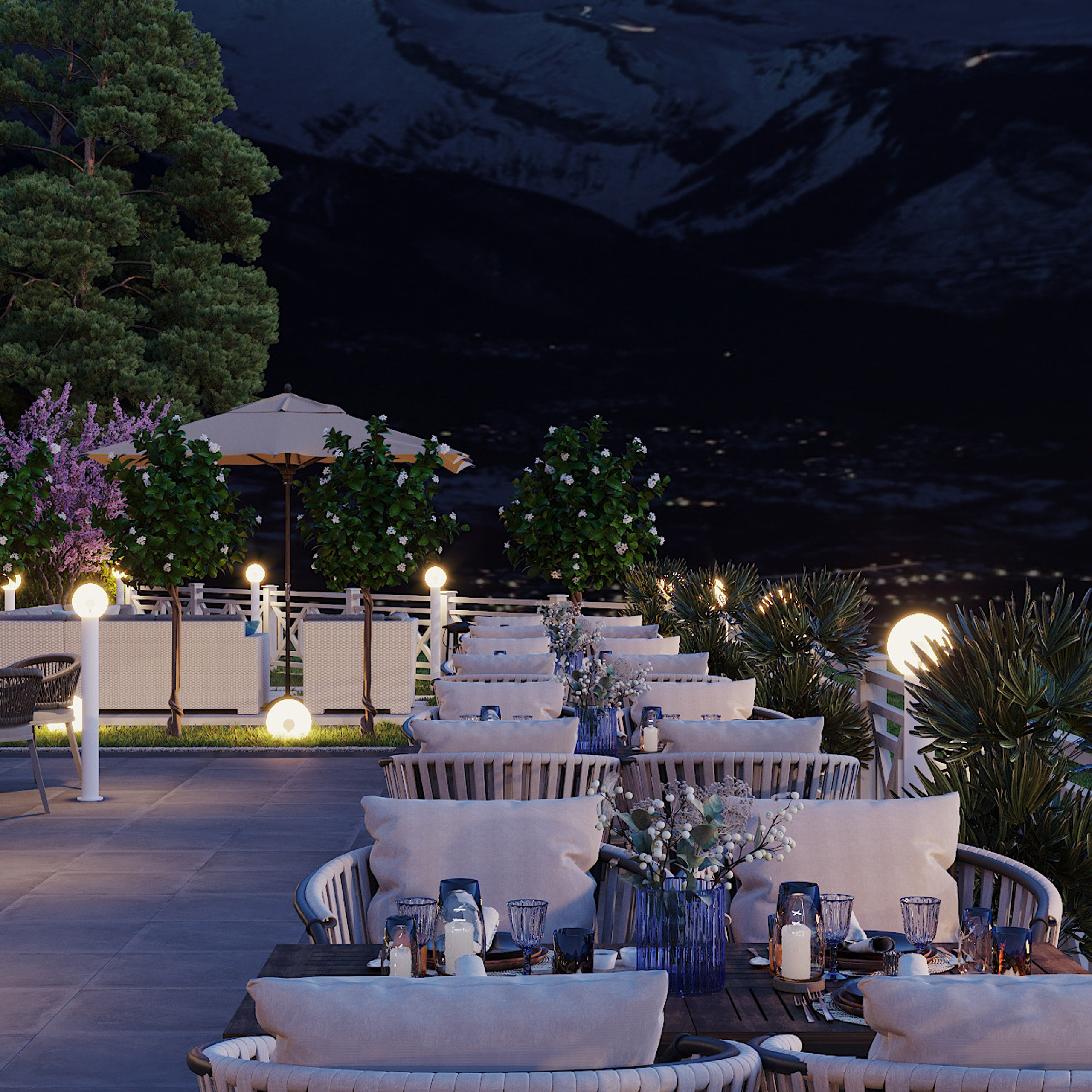 Restorāna terase Šveicē, Kriens