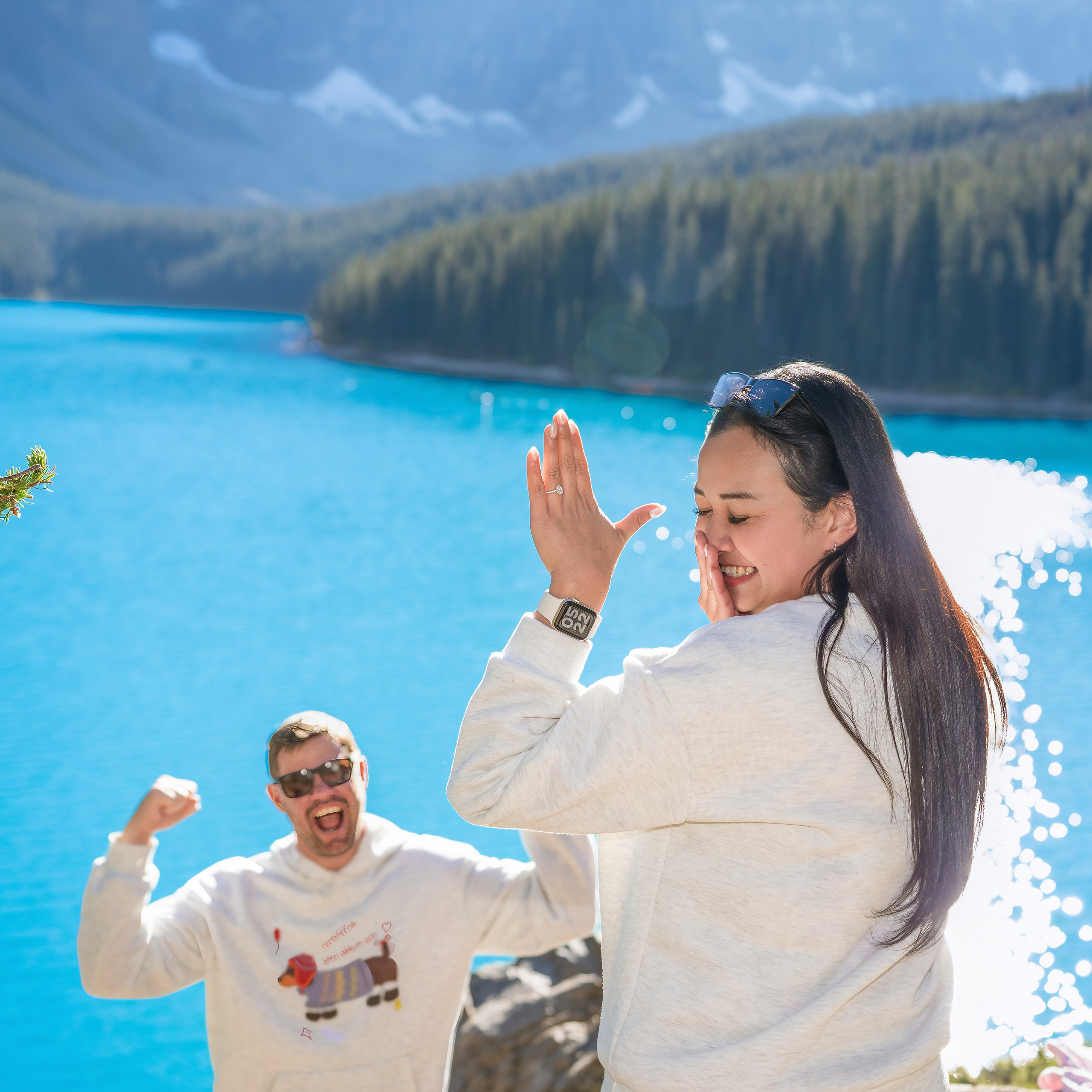 Justin & Kat&nbsp;— Surprise Proposal / Moraine Lake, Banff