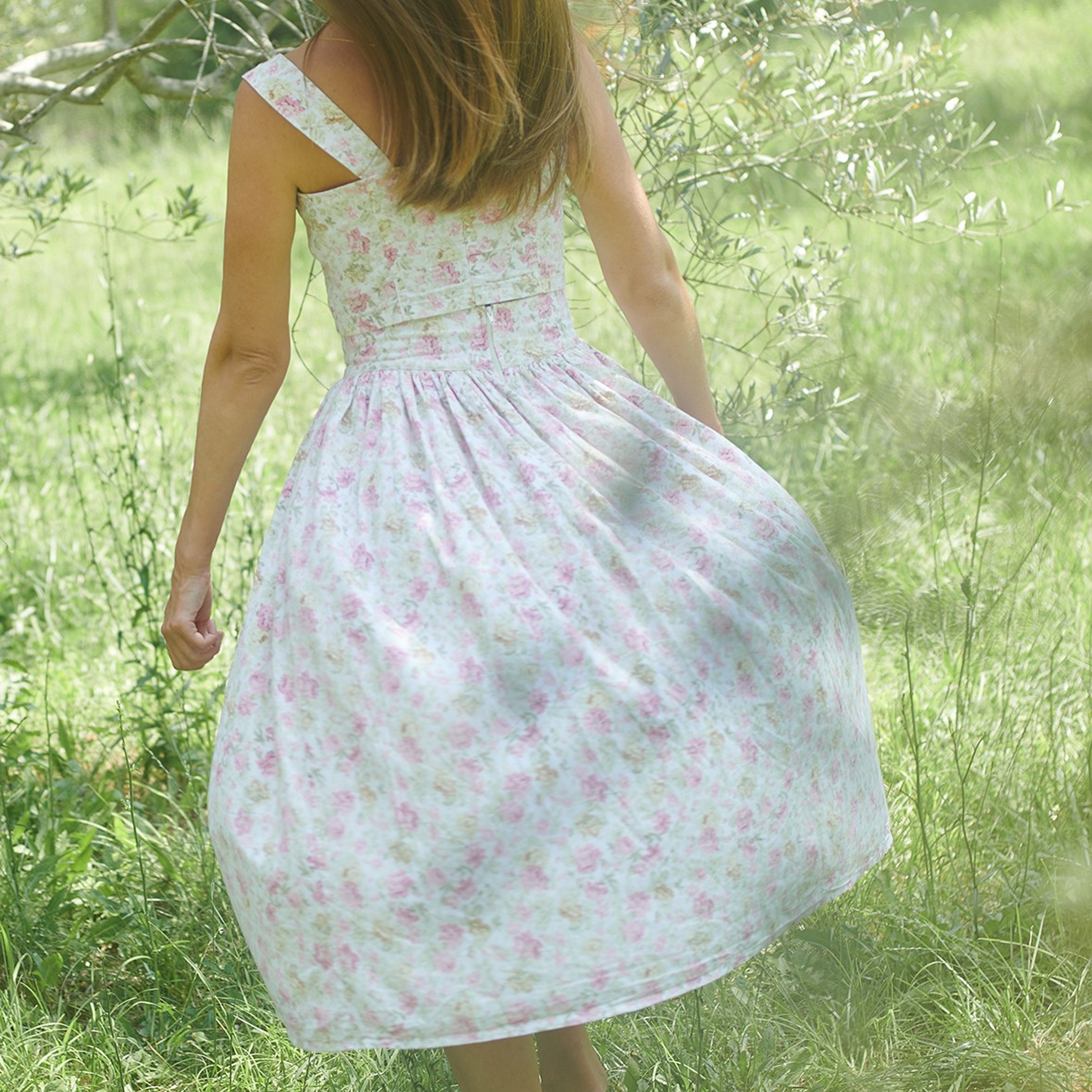 Dancing woman in a forest or meadow