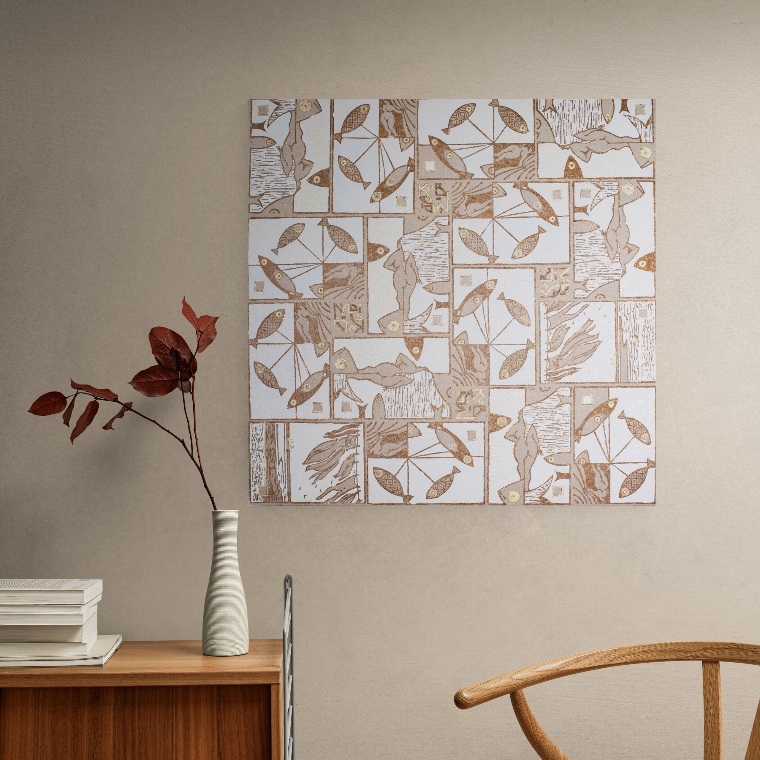 “Marina” Mixed media, print on canvas, oil on canvas 70×70 cm