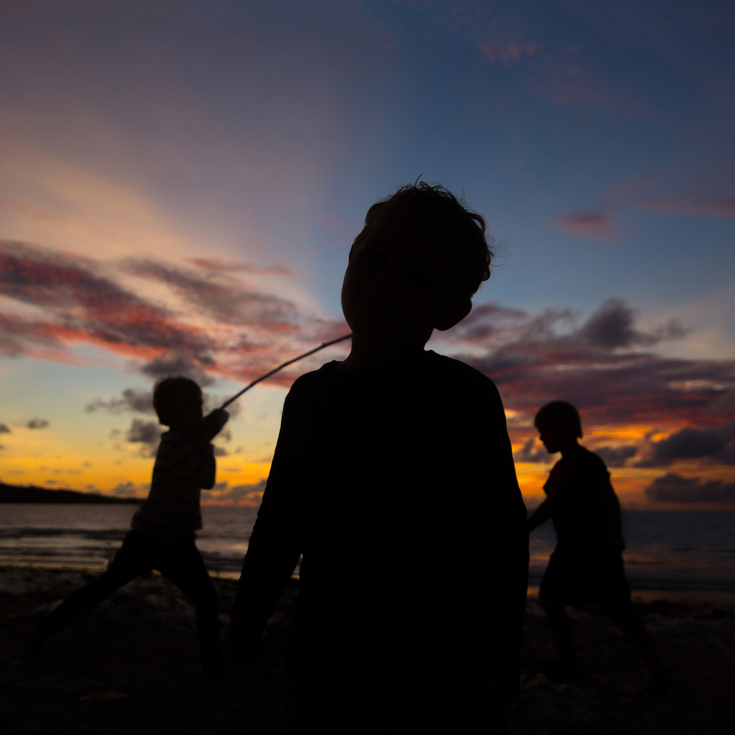 Jeux au coucher du soleil