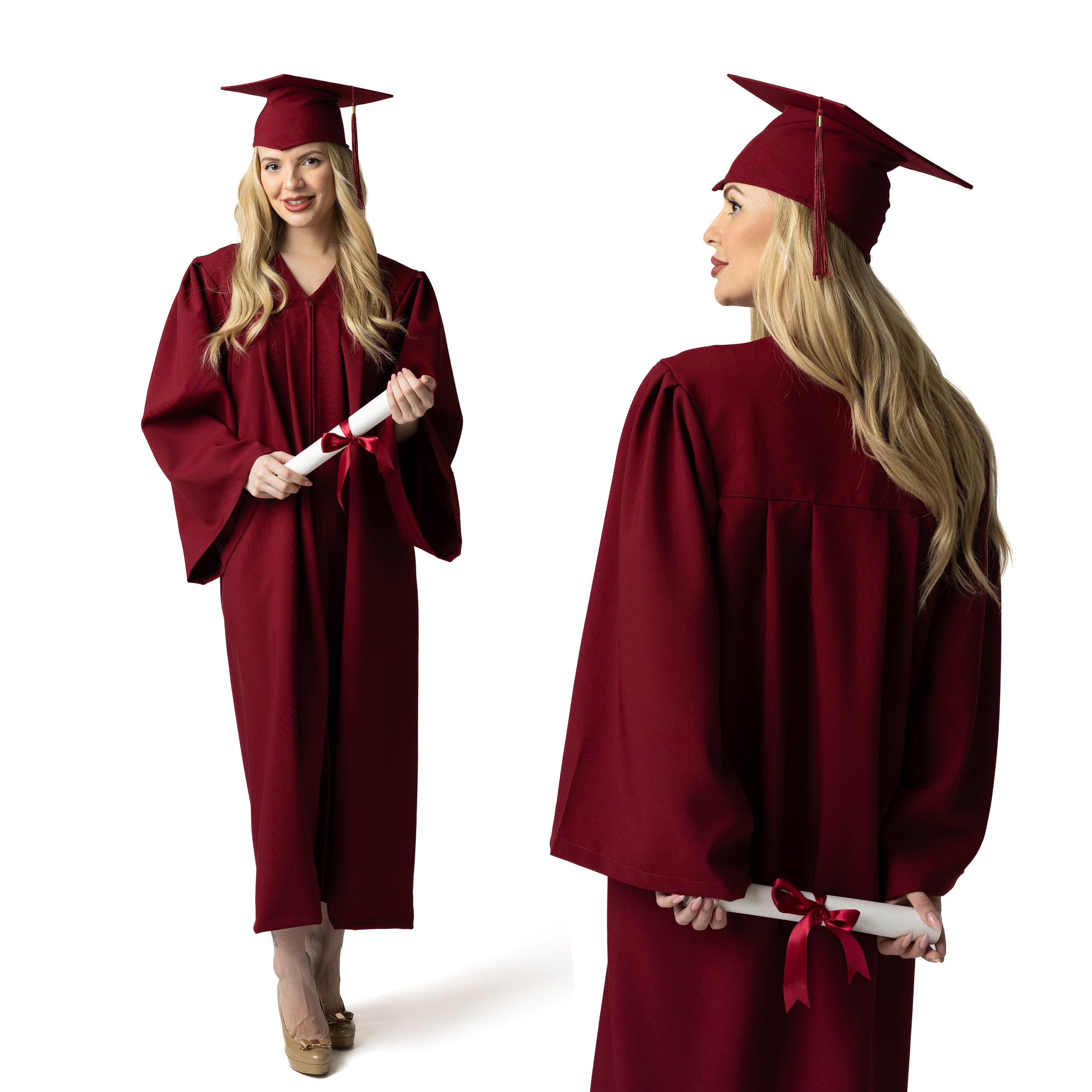 Комплект тога и шапка за ученици — бордо. 🎓 Togiishapki.bg — Тоги и академични шапки за дипломиране на студенти, ученици и деца