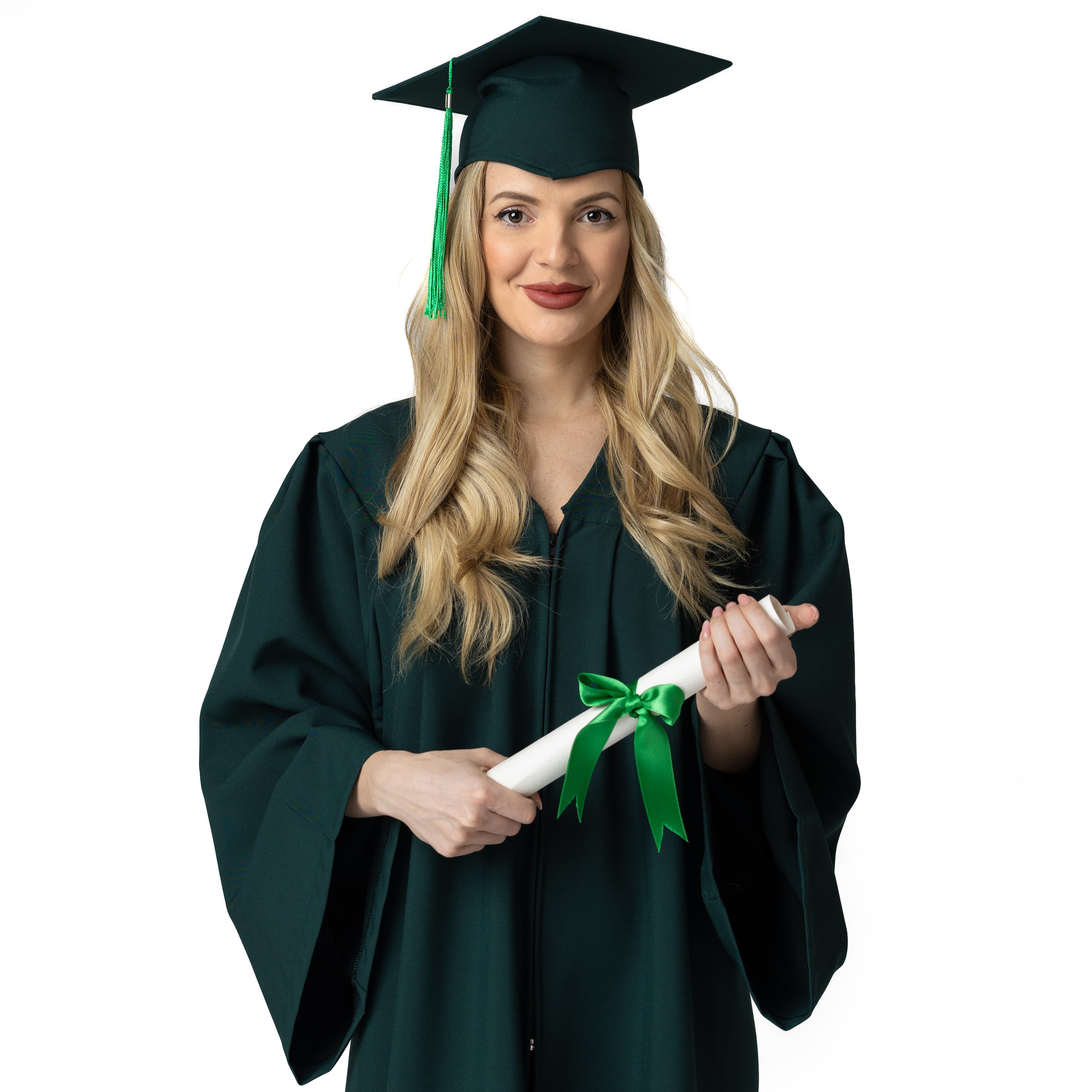 Комплект тога и шапка за ученици — тъмно зелено. 🎓 Togiishapki.bg — Тоги и академични шапки за дипломиране на студенти, ученици и деца