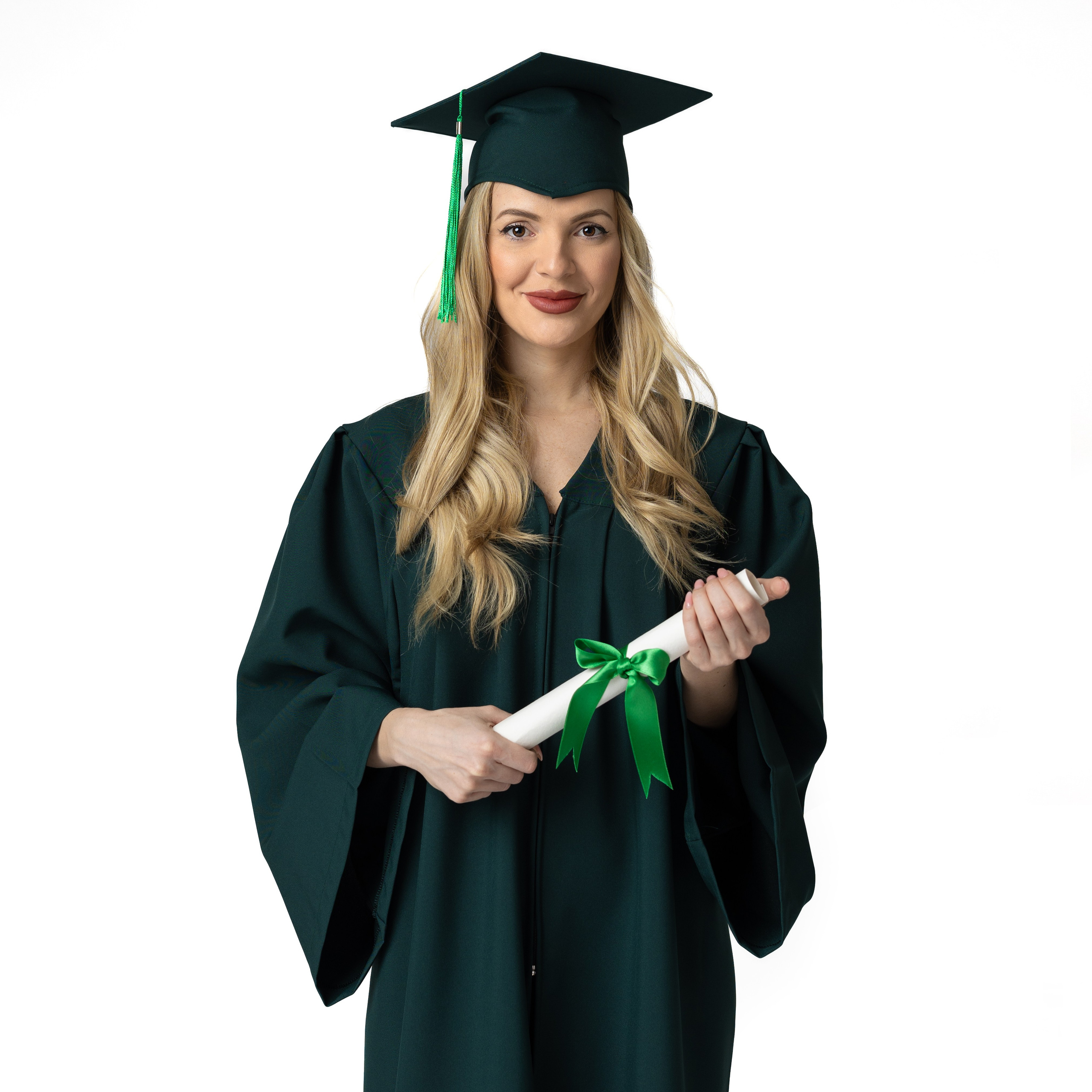 Комплект тога и шапка за ученици — тъмно зелено. 🎓 Togiishapki.bg — Тоги и академични шапки за дипломиране на студенти, ученици и деца