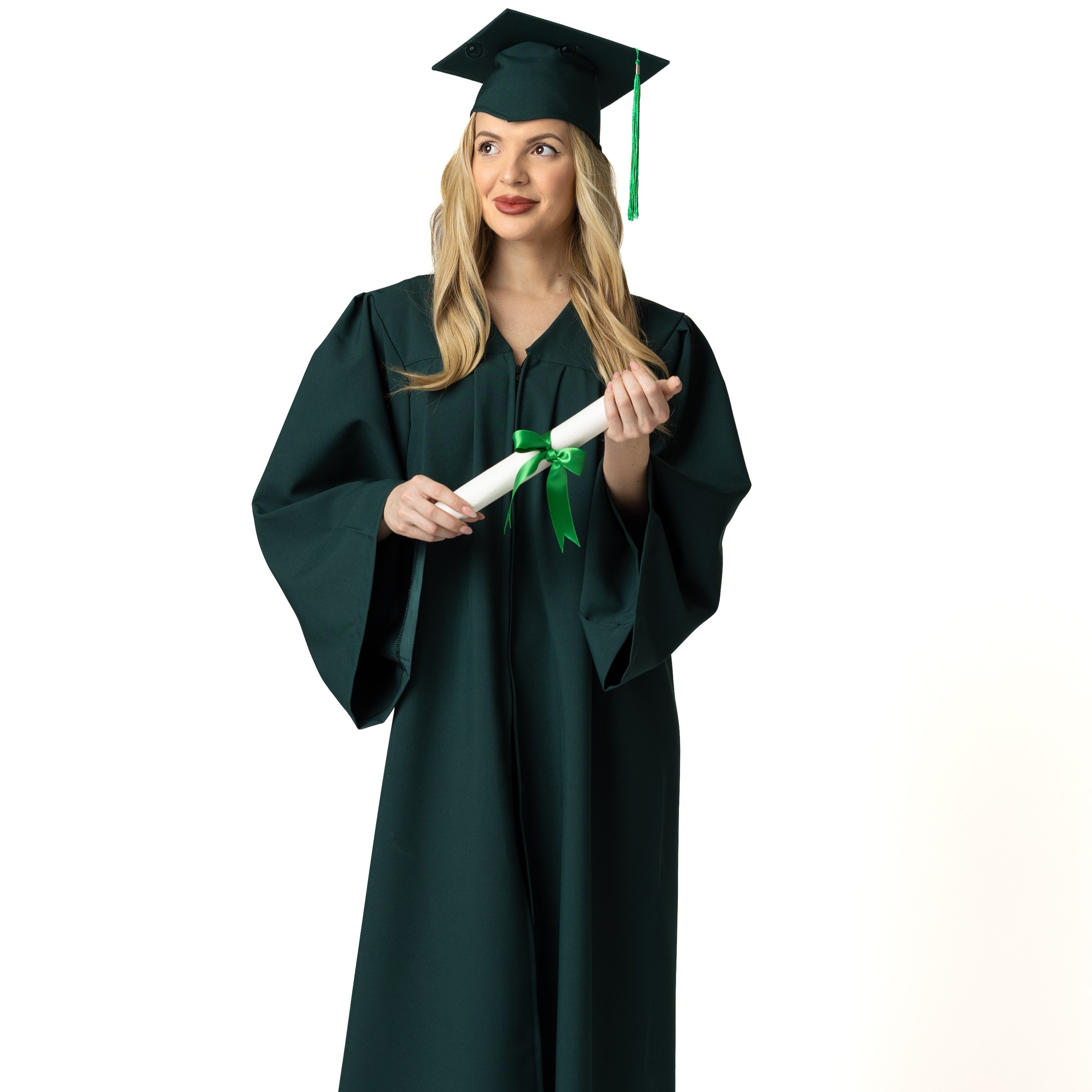 Комплект тога и шапка за ученици — тъмно зелено. 🎓 Togiishapki.bg — Тоги и академични шапки за дипломиране на студенти, ученици и деца