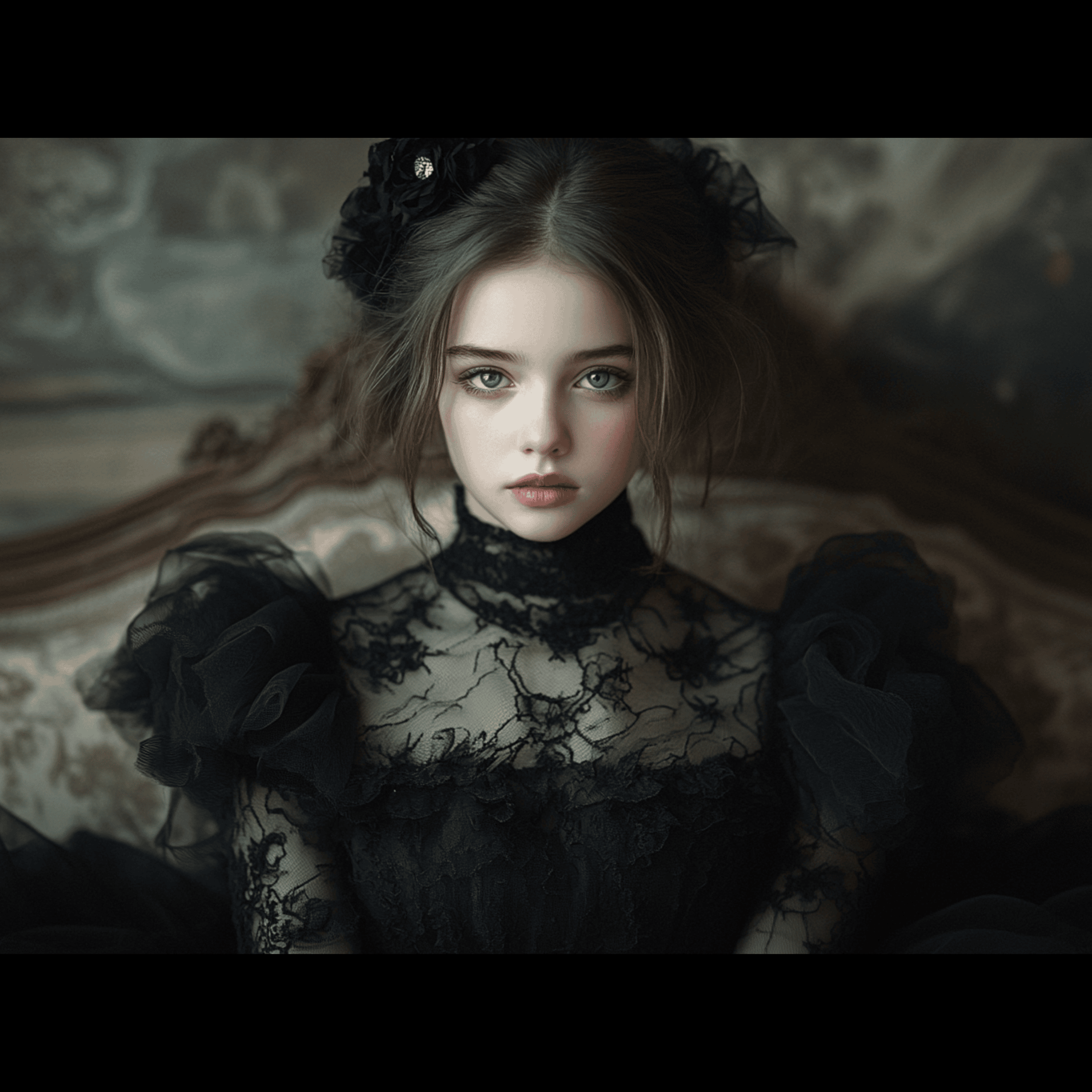 Seated Poise in Vintage Elegance