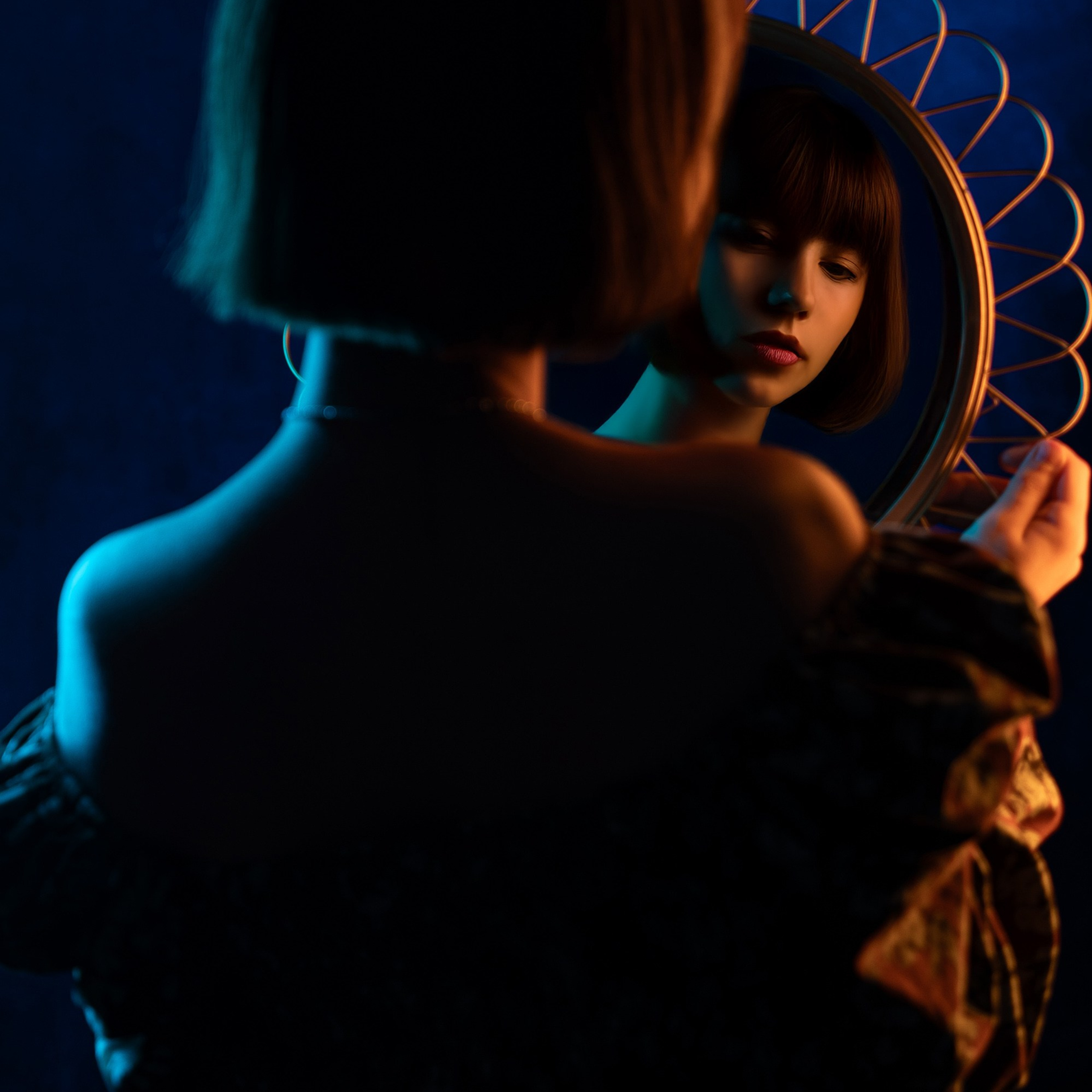 Neon işıqlı yaradıcı portret