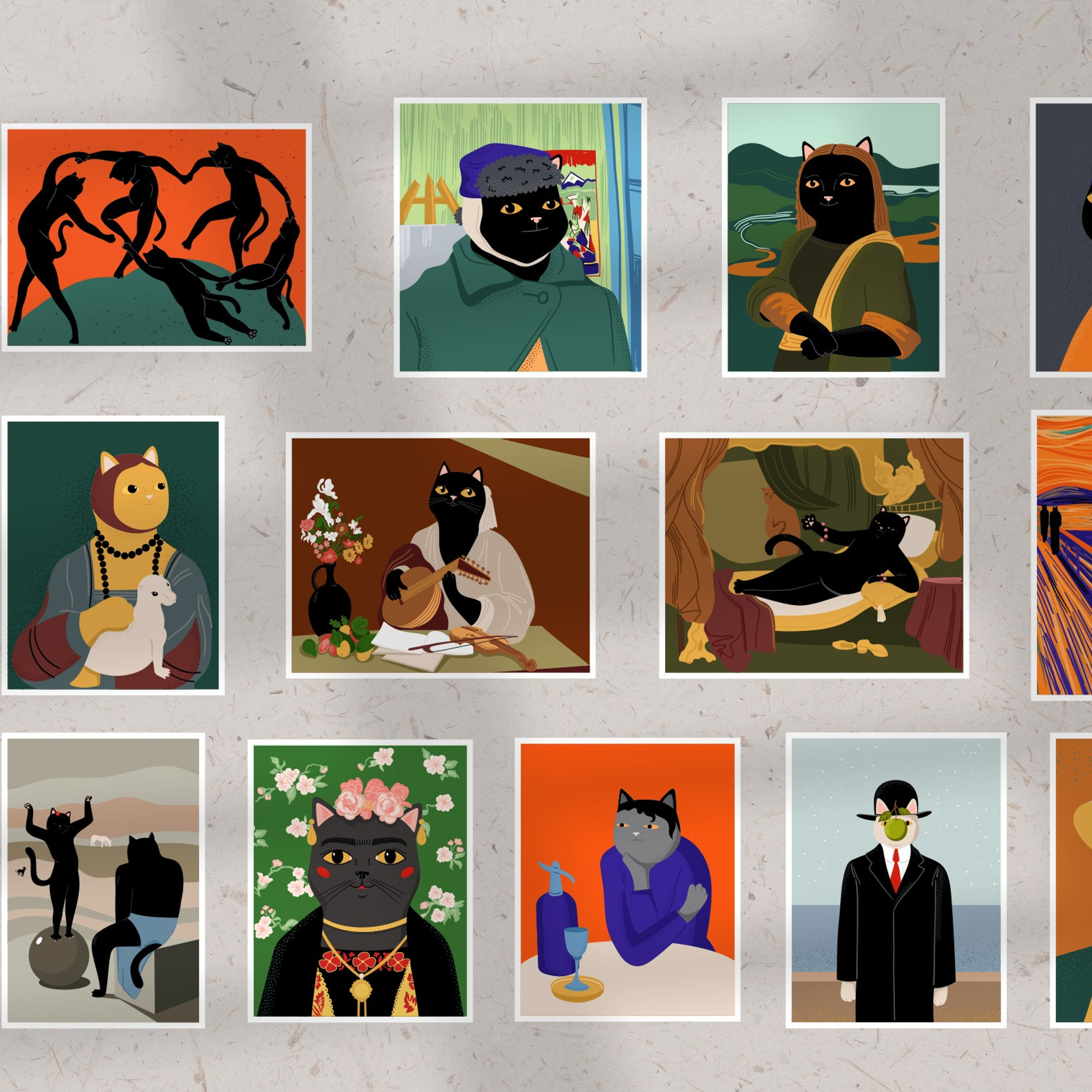 Cats Gallery Collection. Helen Reveur | Illustrator & Brand Designer | Ready-Made & Custom Illustrations