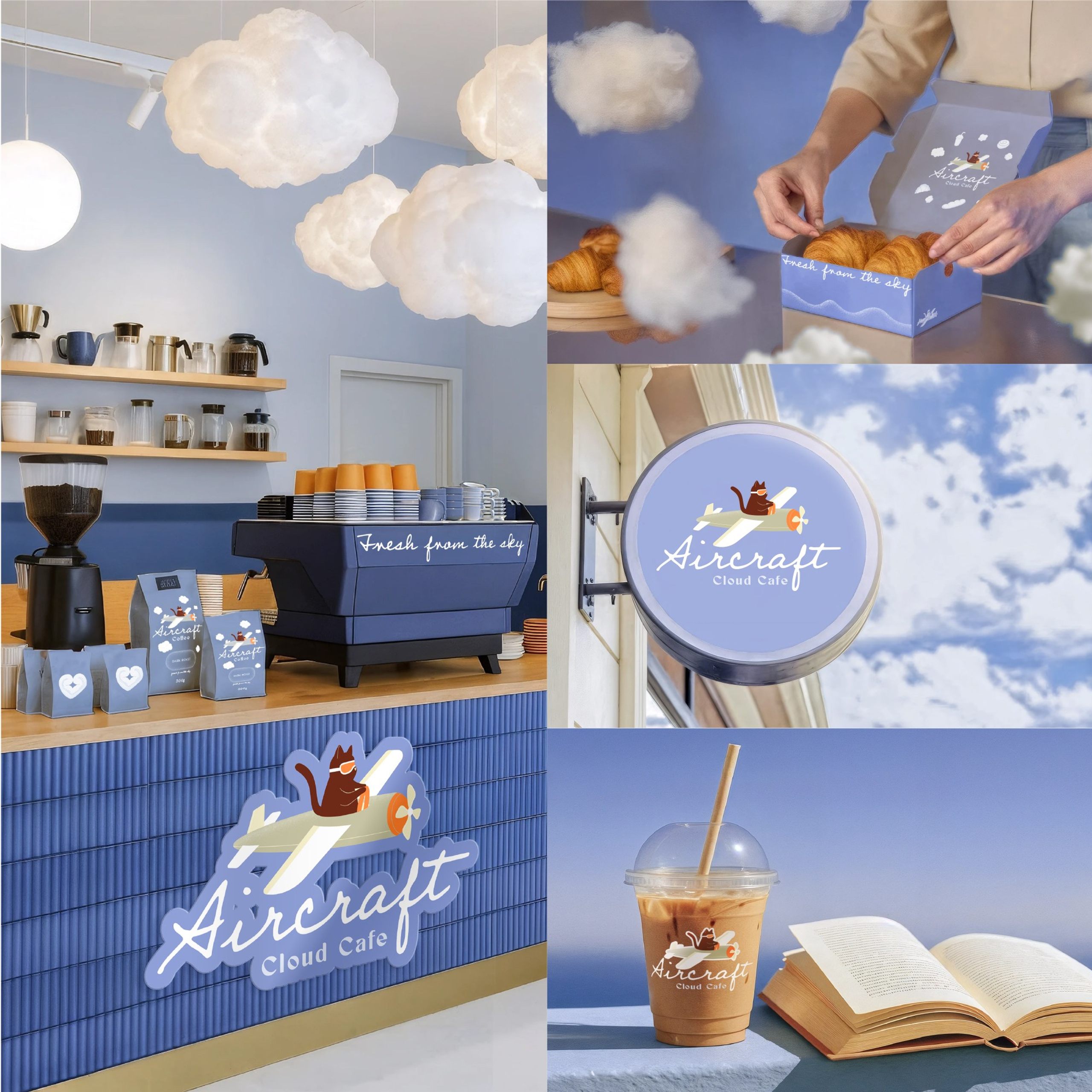 Aircraft Cloud Cafe | Brand Identity. Helen Reveur | Illustrator & Brand Designer | Ready-Made & Custom Illustrations