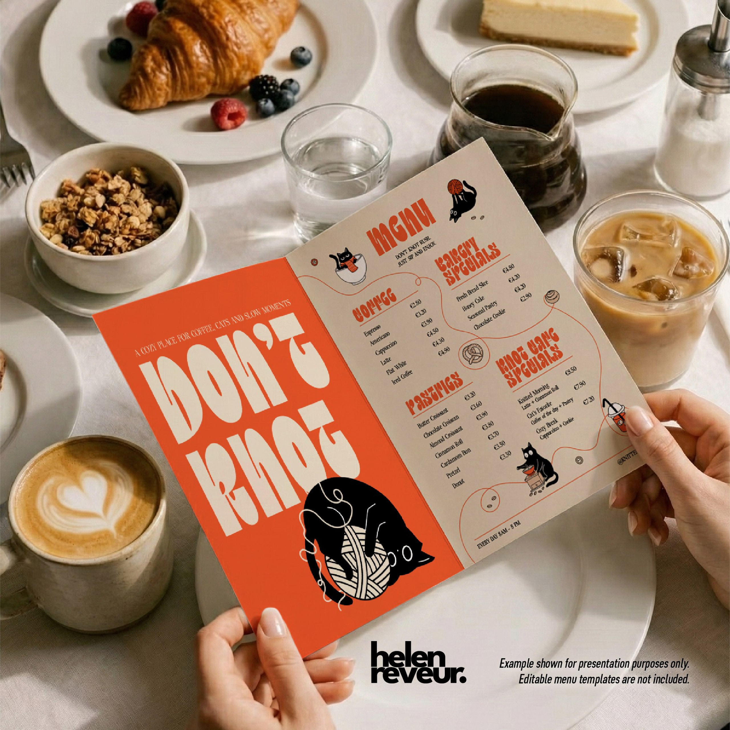 Knitted Cat Cafe Illustrations Set. Helen Reveur | Illustrator & Brand Designer | Ready-Made & Custom Illustrations