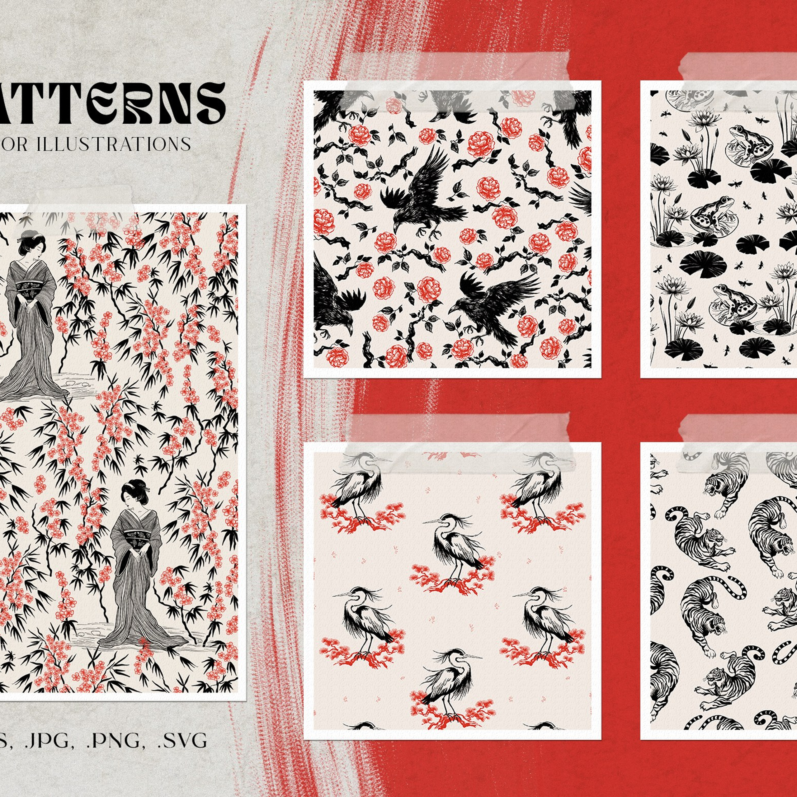 Japanese Collection Posters&Patterns. Helen Reveur | Illustrator & Brand Designer | Ready-Made & Custom Illustrations