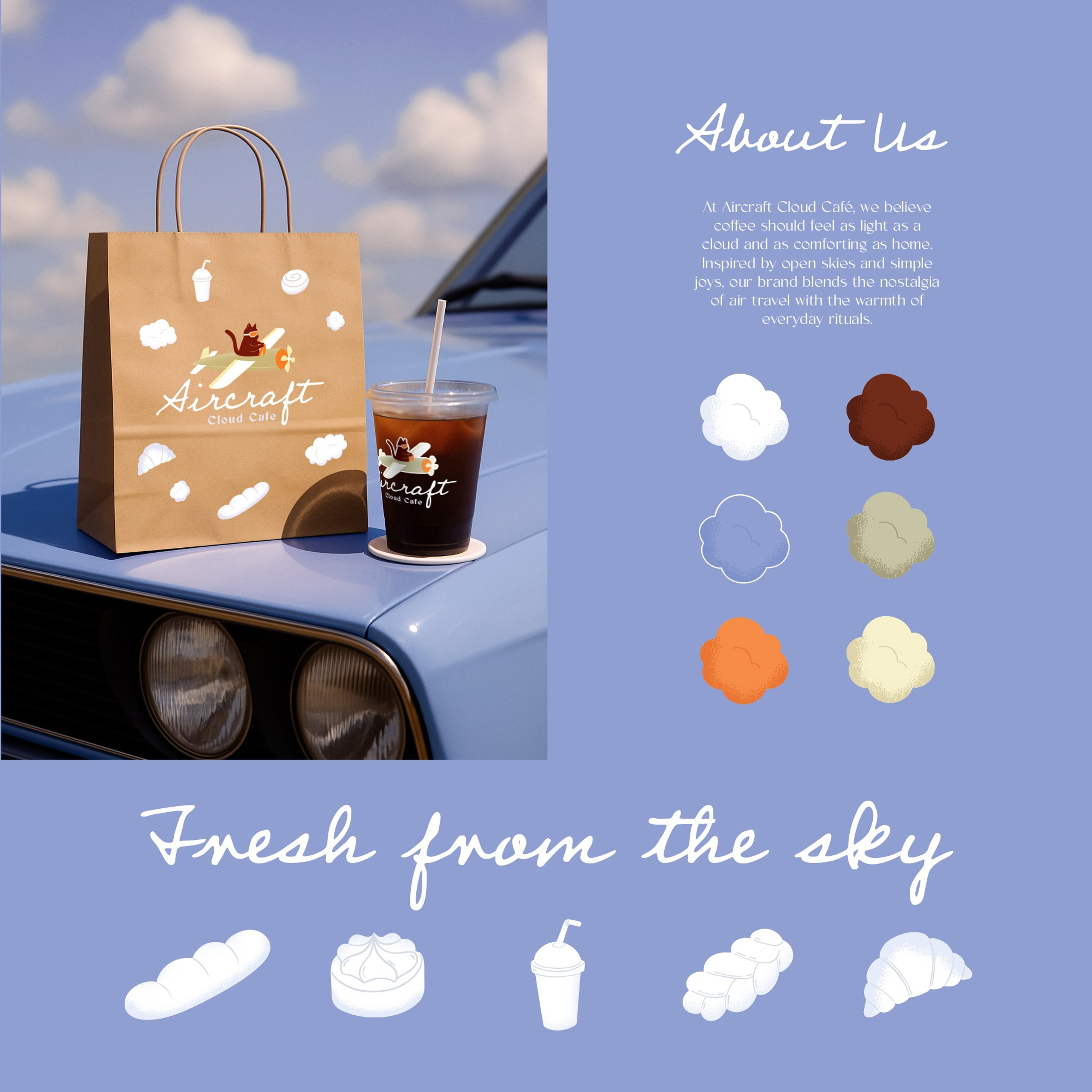 Aircraft Cloud Cafe | Brand Identity. Helen Reveur | Illustrator & Brand Designer | Ready-Made & Custom Illustrations