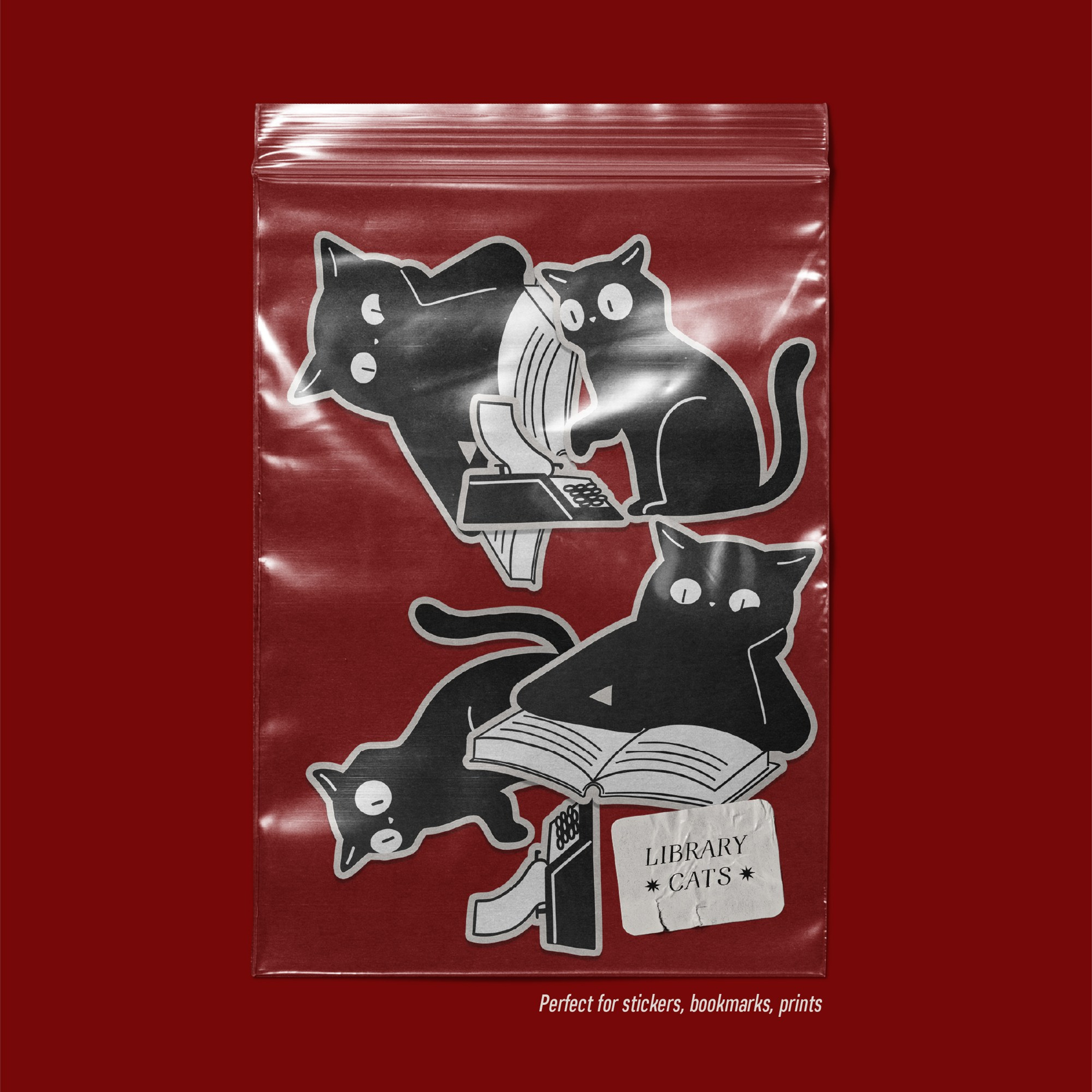 Library Cats Clipart Set. Helen Reveur | Illustrator & Brand Designer | Ready-Made & Custom Illustrations