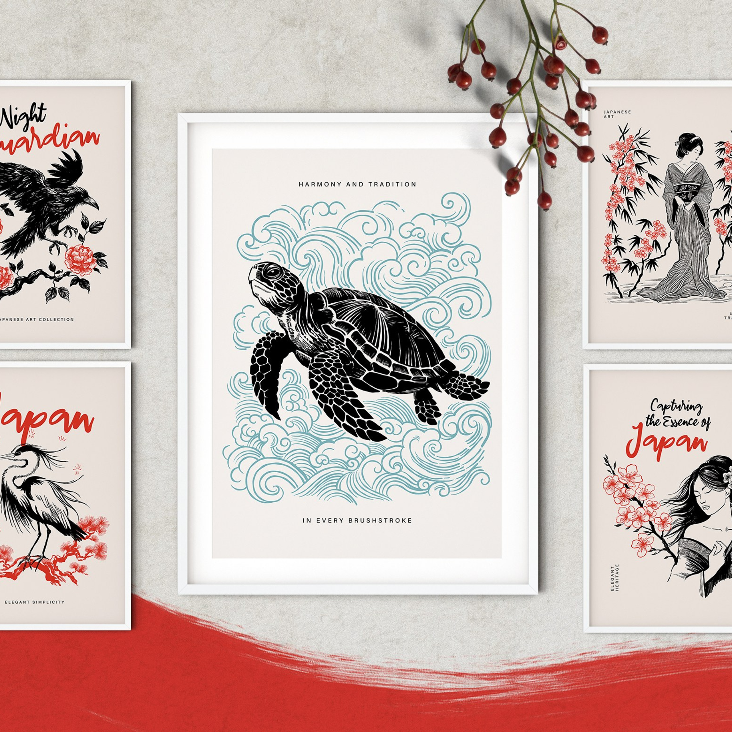 Japanese Collection Posters&Patterns. Helen Reveur | Illustrator & Brand Designer | Ready-Made & Custom Illustrations