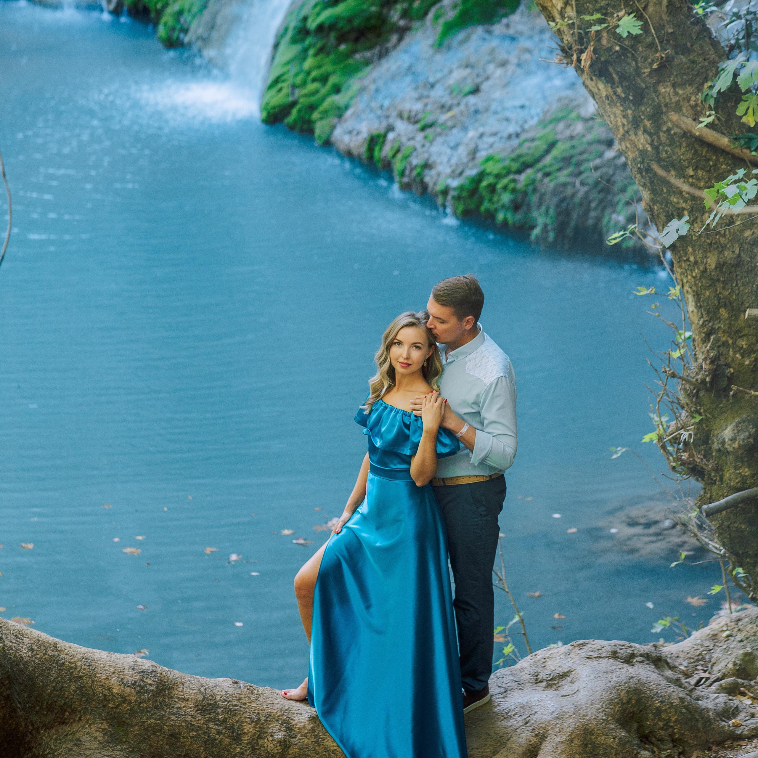 8. Magic waterfall. Love story a  couple near a waterfall. Alsu Develi, Photographer in Turkey, Alanya, Side, Belek, Antalya, Kemer, Turkiye. Photoshooting in Alanya. Photosession in Belek, Side
