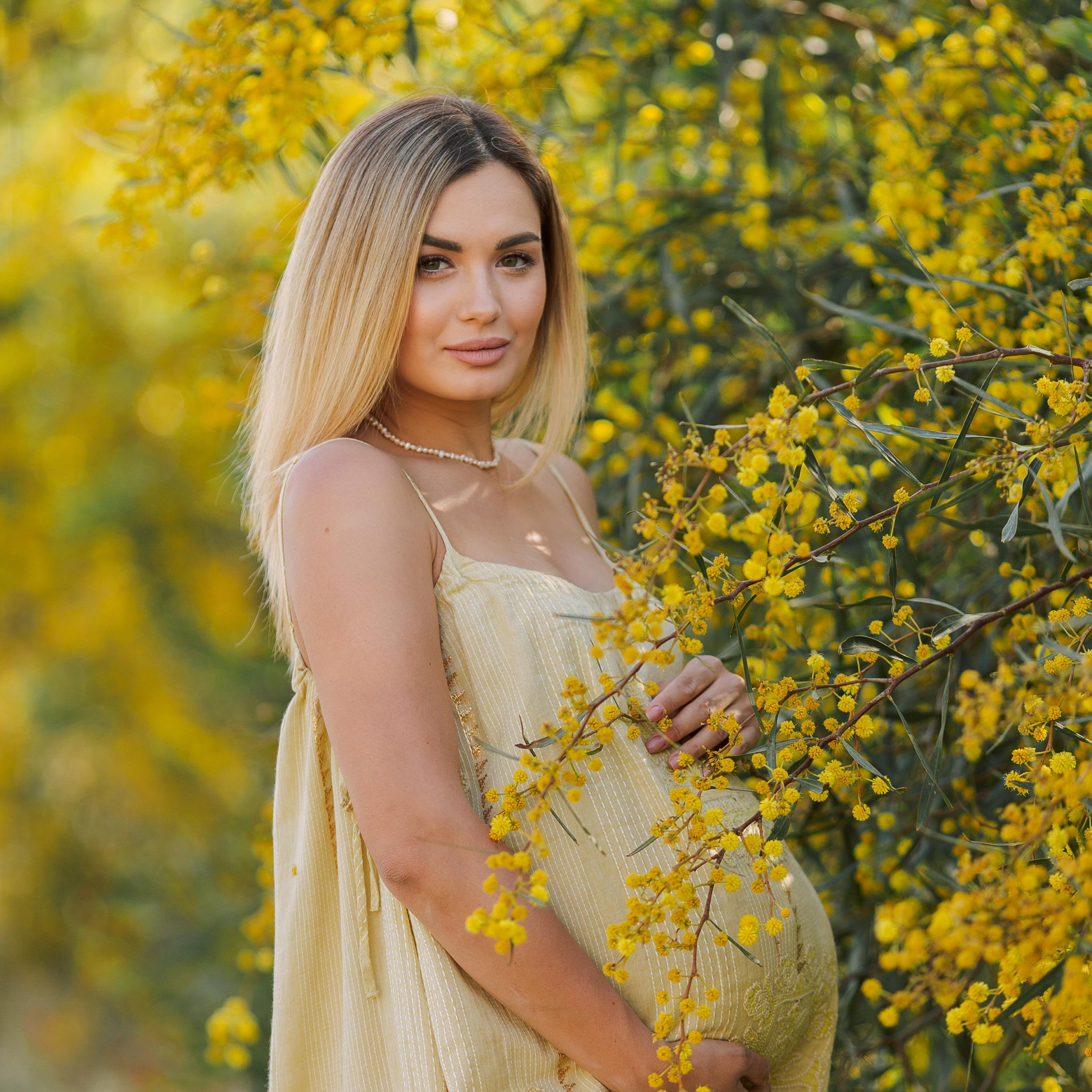 Photo shoot of the unique beauty of yellow mimosa trees. Alsu Develi, Photographer in Turkey, Alanya, Side, Belek, Antalya, Kemer, Turkiye. Photoshooting in Alanya. Photosession in Belek, Side