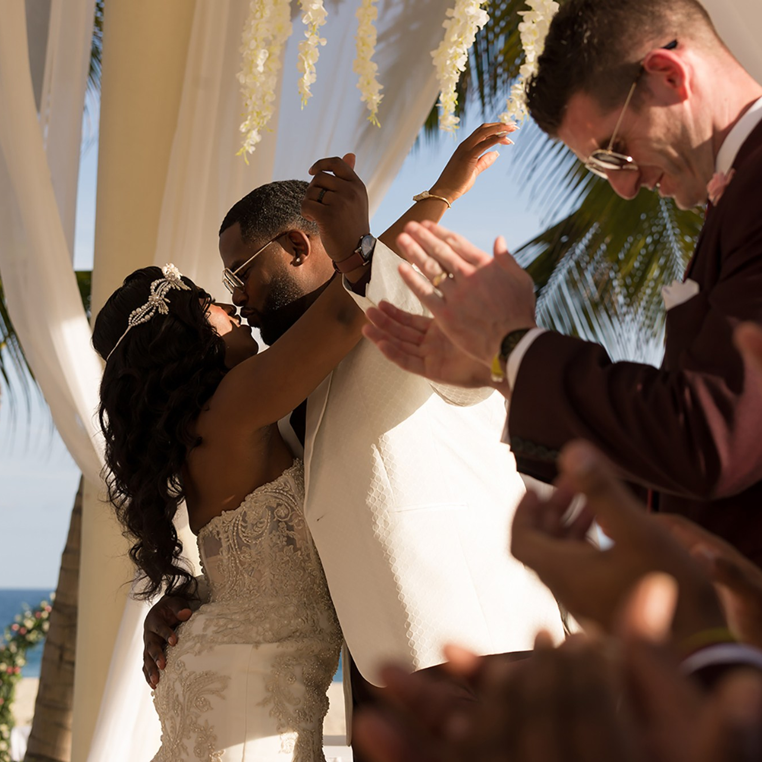 the kiss, after wedding ceremony 