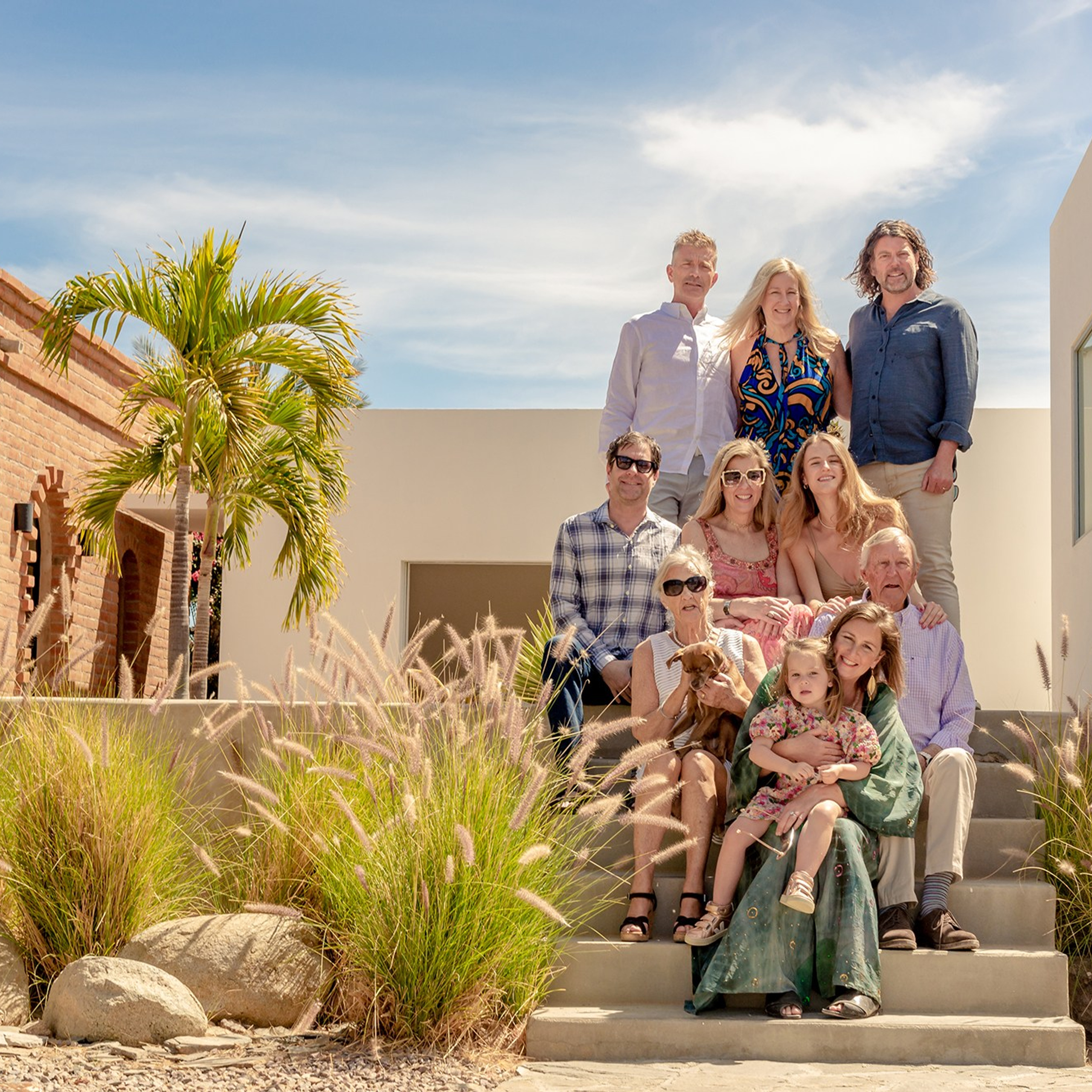 Multigenerational family portrait at home in Todos Santos, Baja