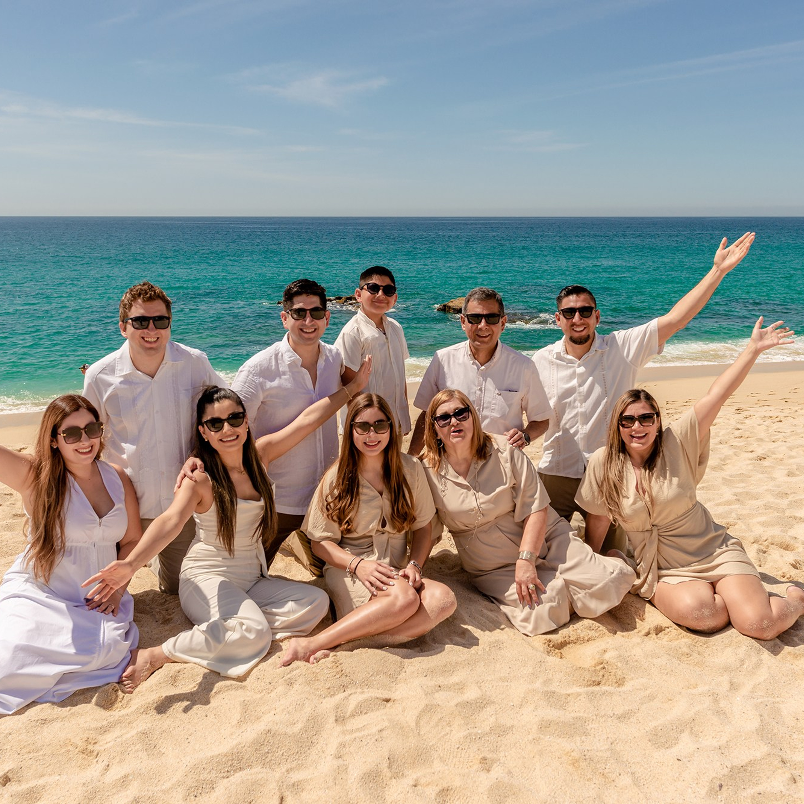 joy in los cabos, family having fun in los cabos, by the shore