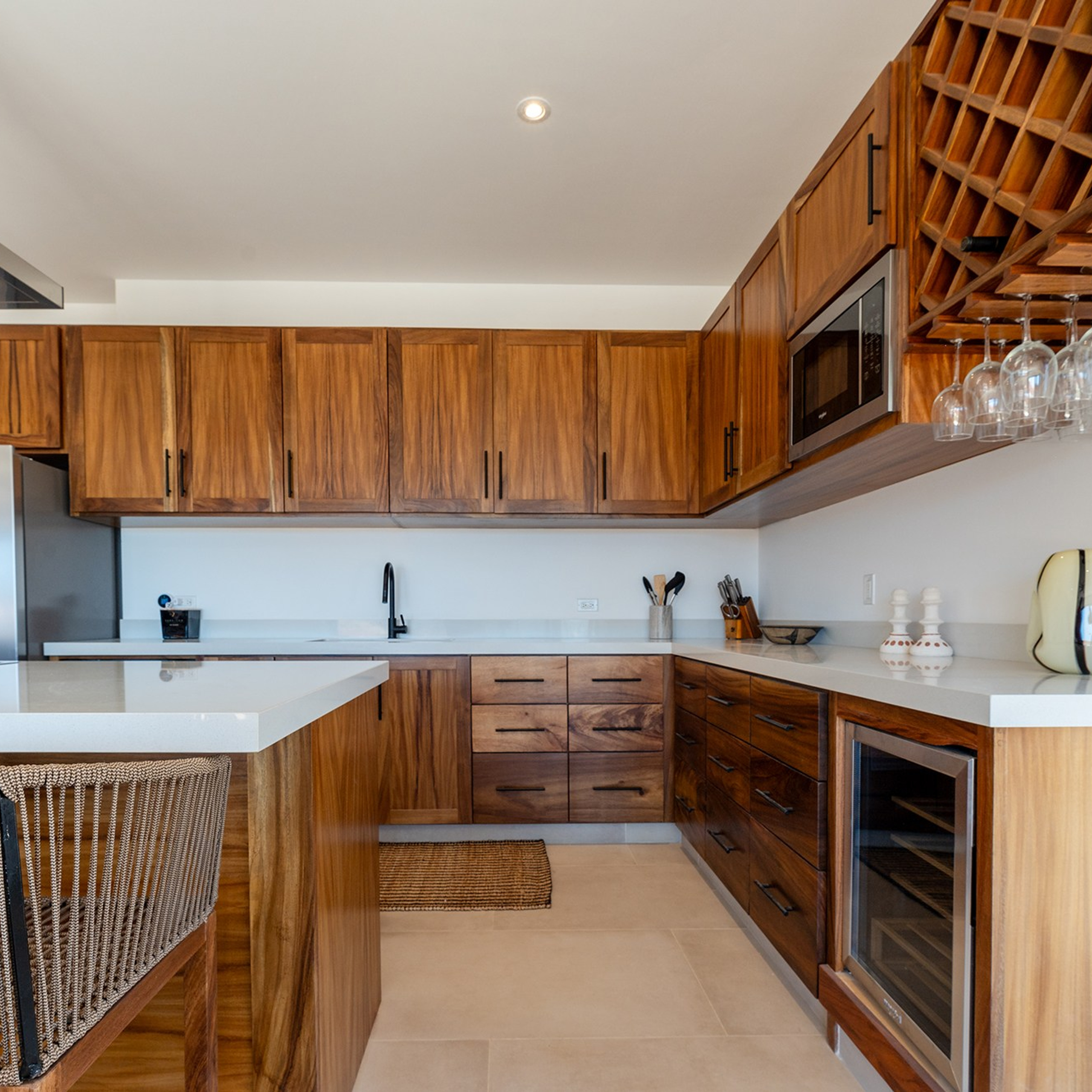 Kitchen with contemporary design in Los Cabos luxury condominium, real estate photography