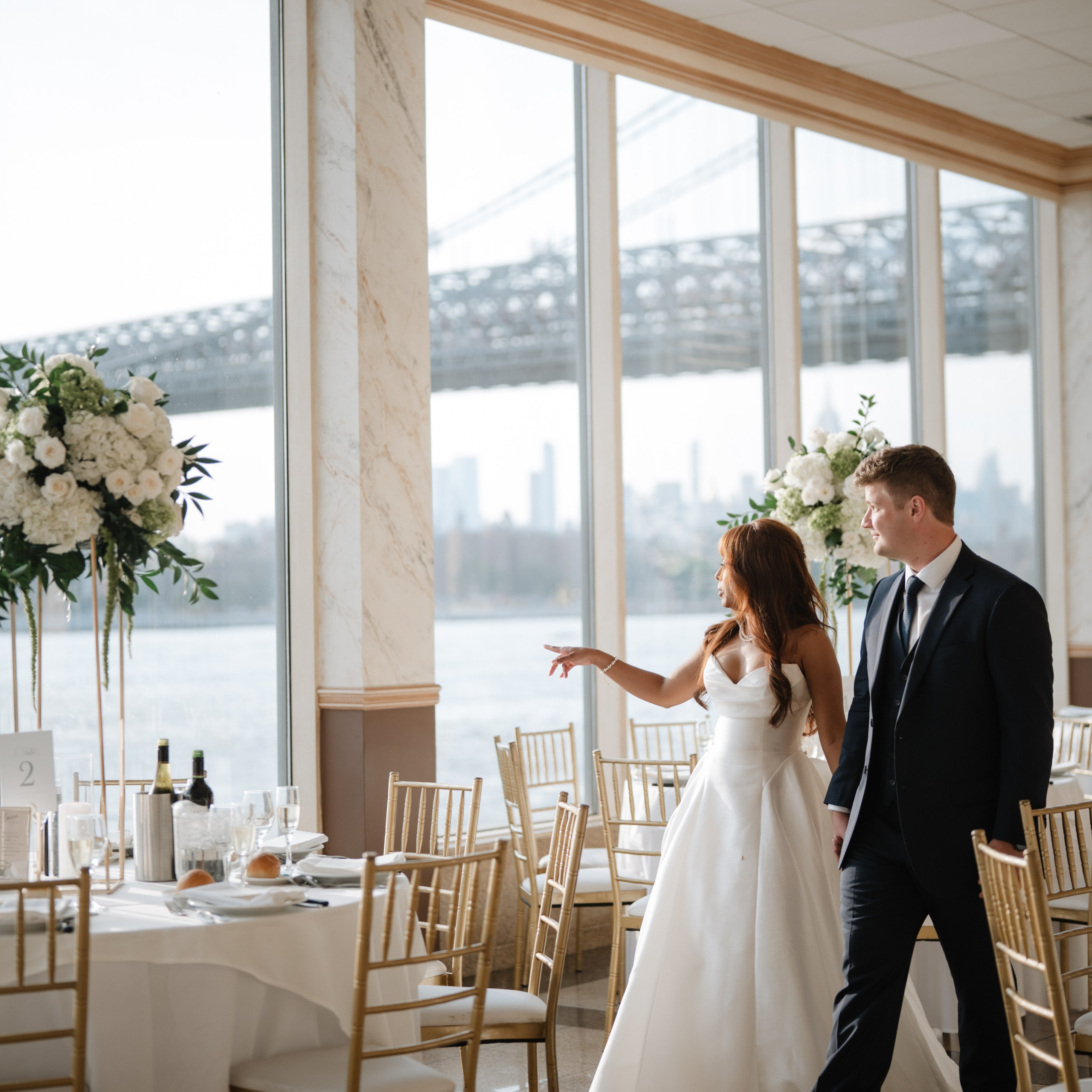 A wedding with a view of the Williamsburg Bridge