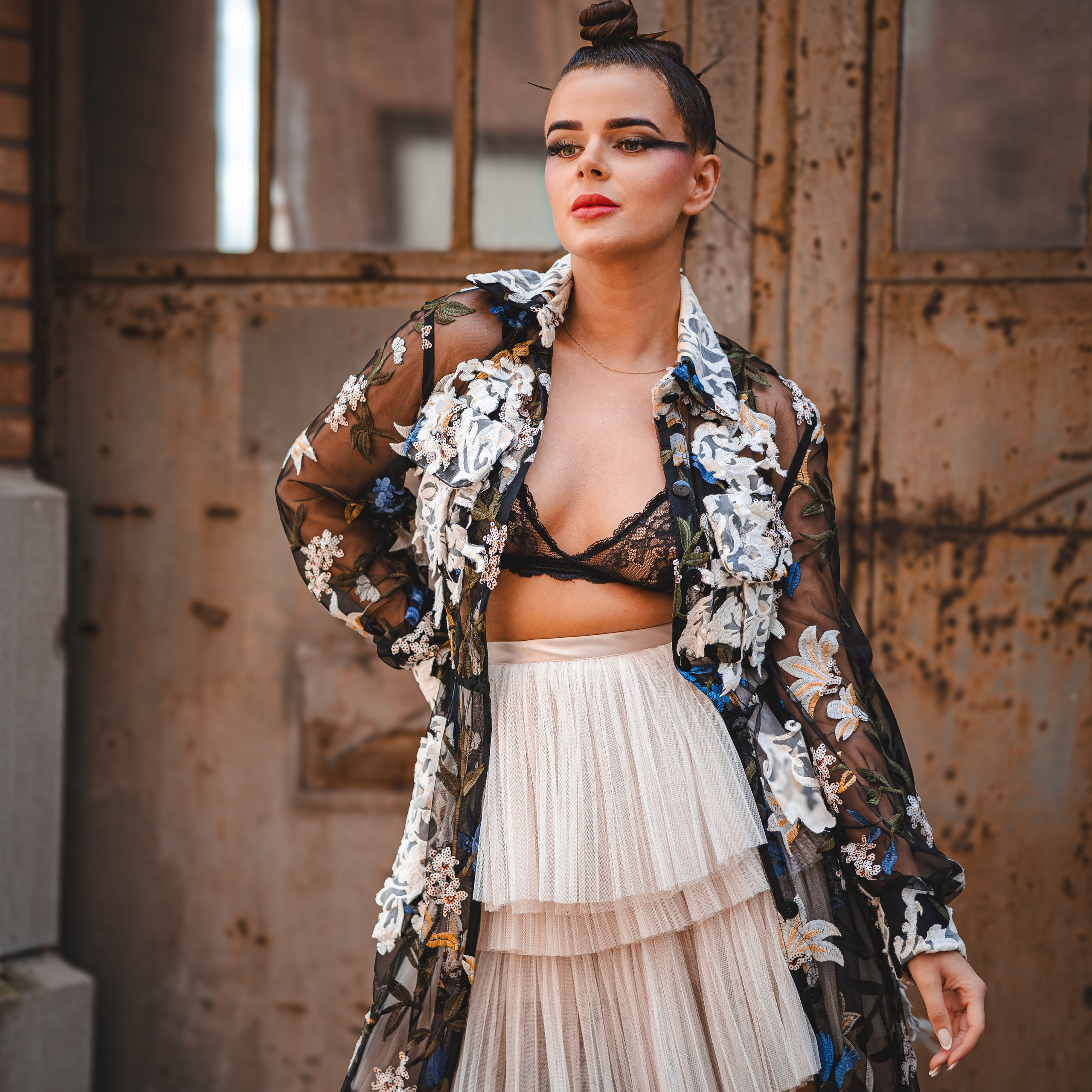 Glamour trouwfoto van couture jurk