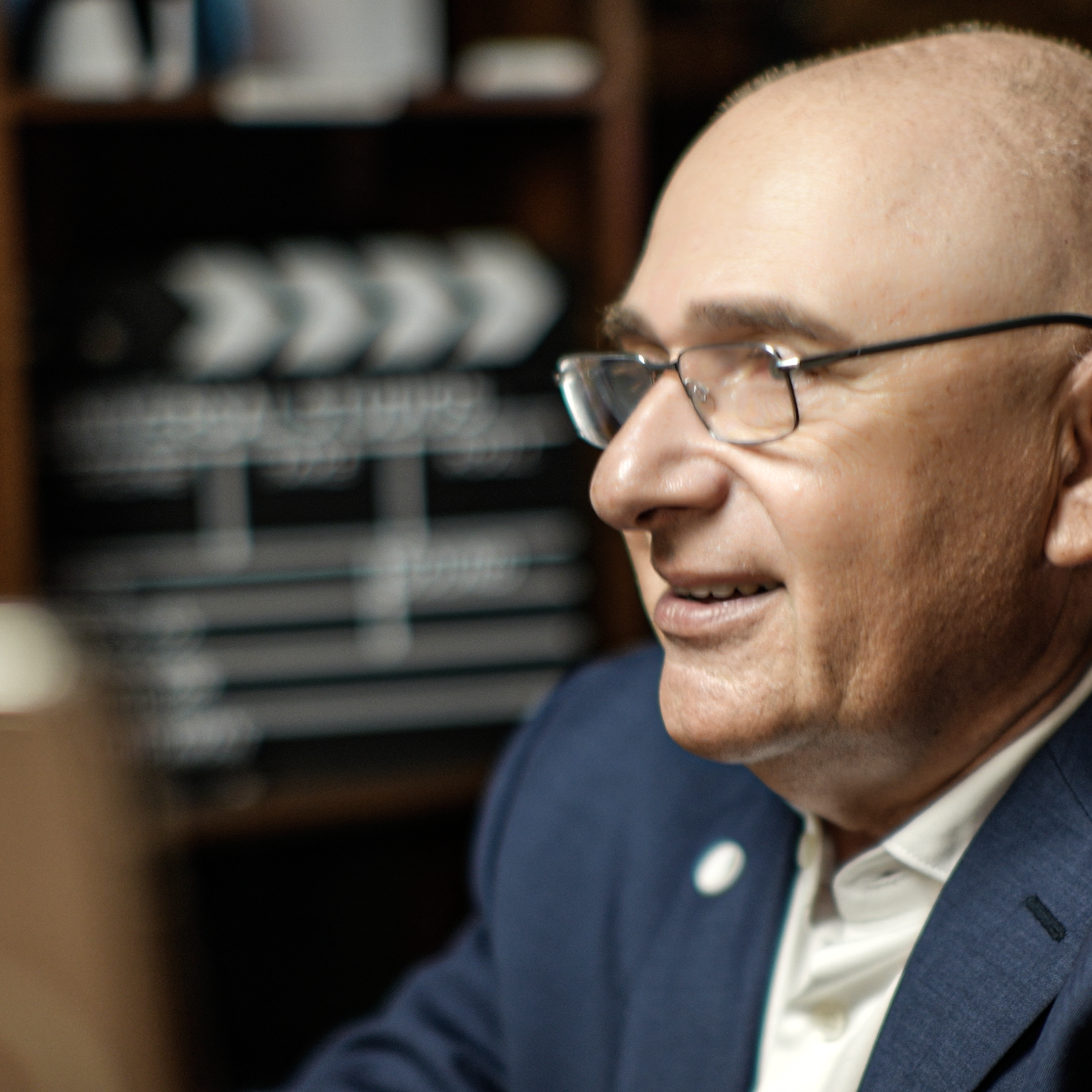 Close-up interview shot in a podcast studio environment at ProStudio1 Hollywood, Florida — perfect for business interviews and personal branding content.